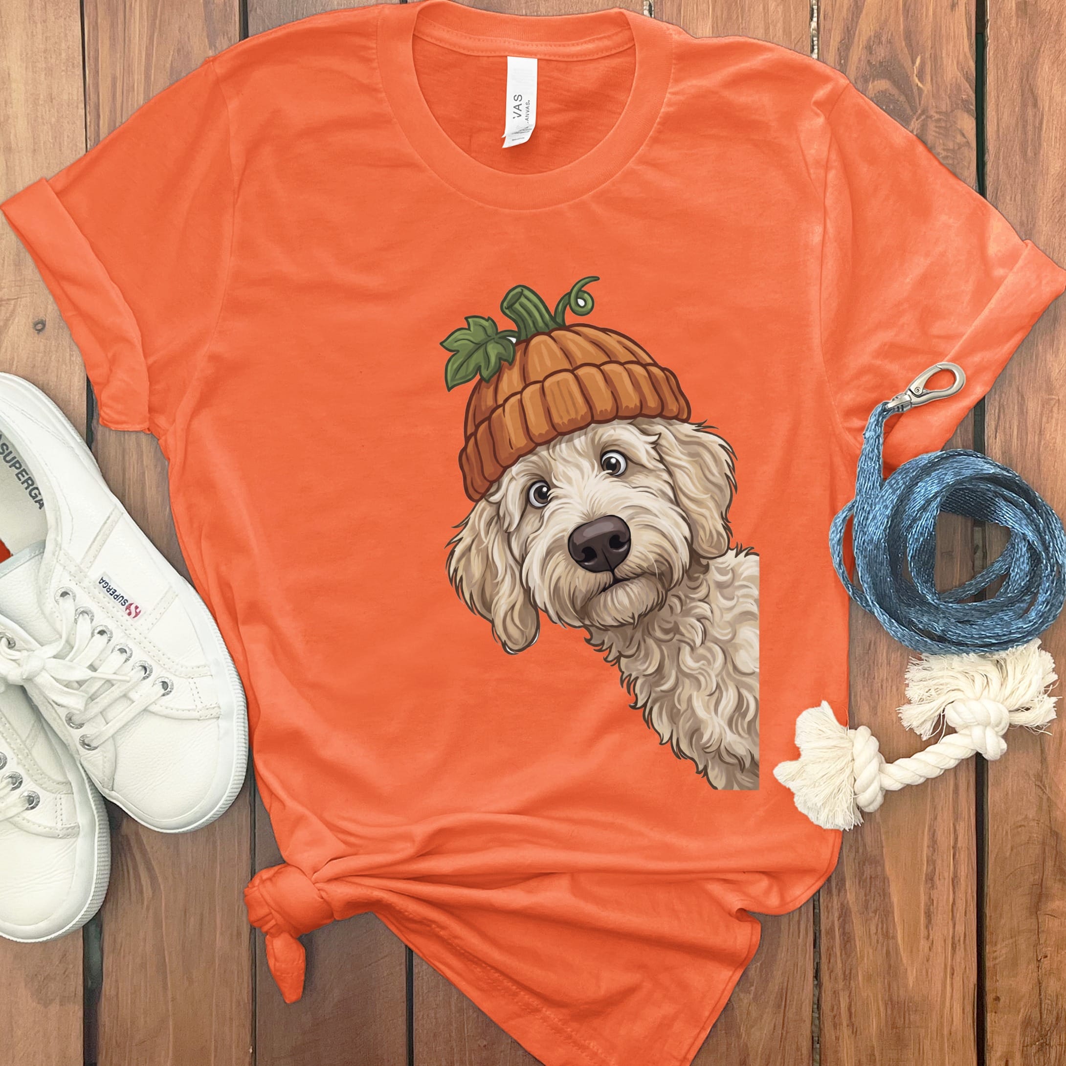 Lil Pumpkin Cream Goldendoodle T-Shirt in Orange / S by Puppy Jo