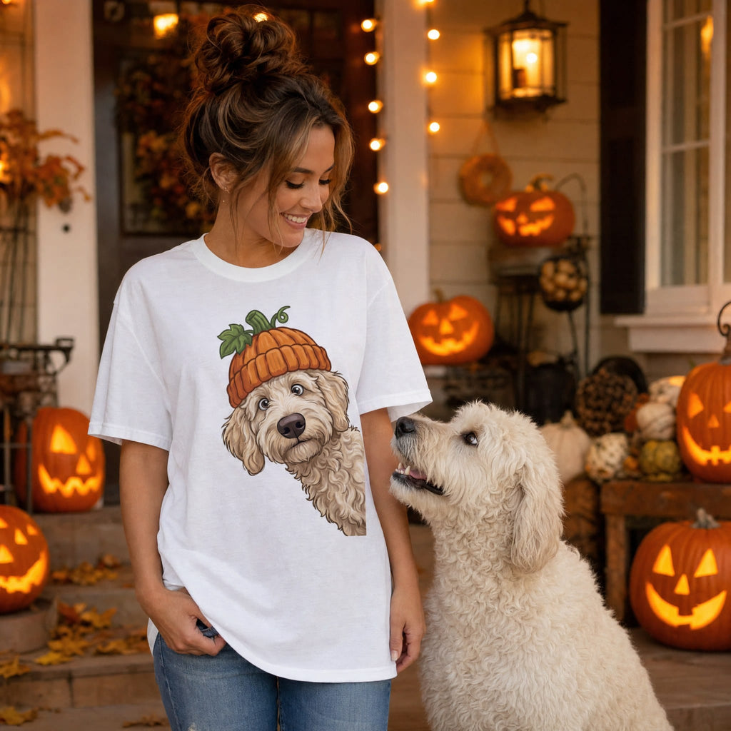 Lil Pumpkin Cream Goldendoodle T-Shirt in by Puppy Jo