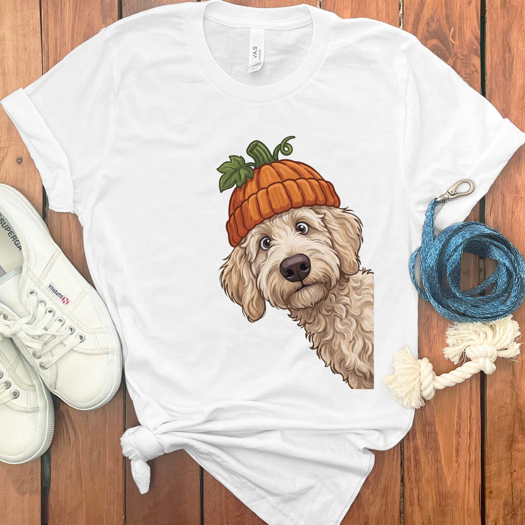 Lil Pumpkin Cream Goldendoodle T-Shirt in White / S by Puppy Jo