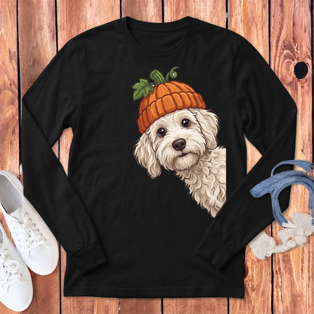 Lil Pumpkin Maltipoo Long Sleeve T-Shirt in Dark Grey Heather / S by Puppy Jo