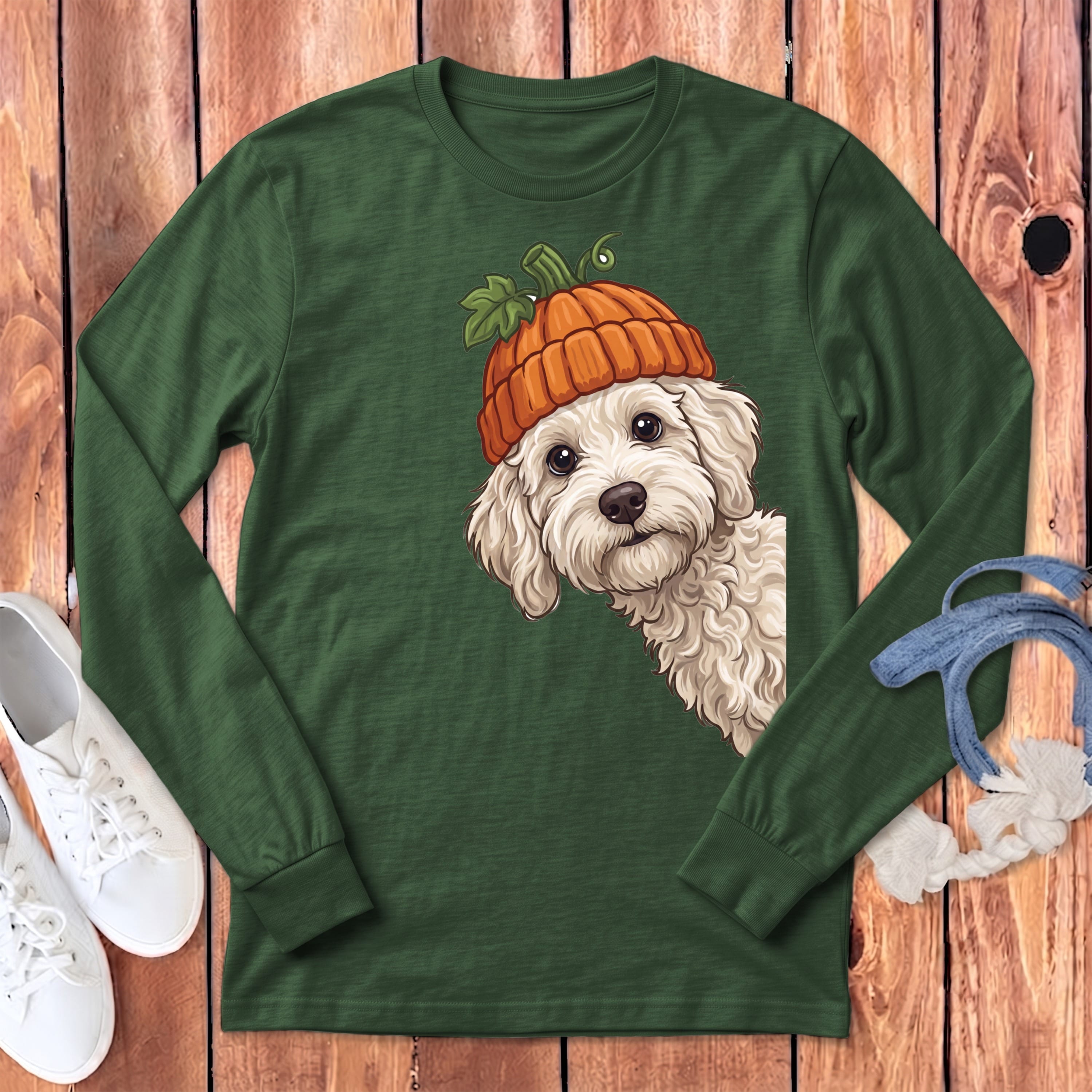 Lil Pumpkin Maltipoo Long Sleeve T-Shirt in Heather Forest / S by Puppy Jo