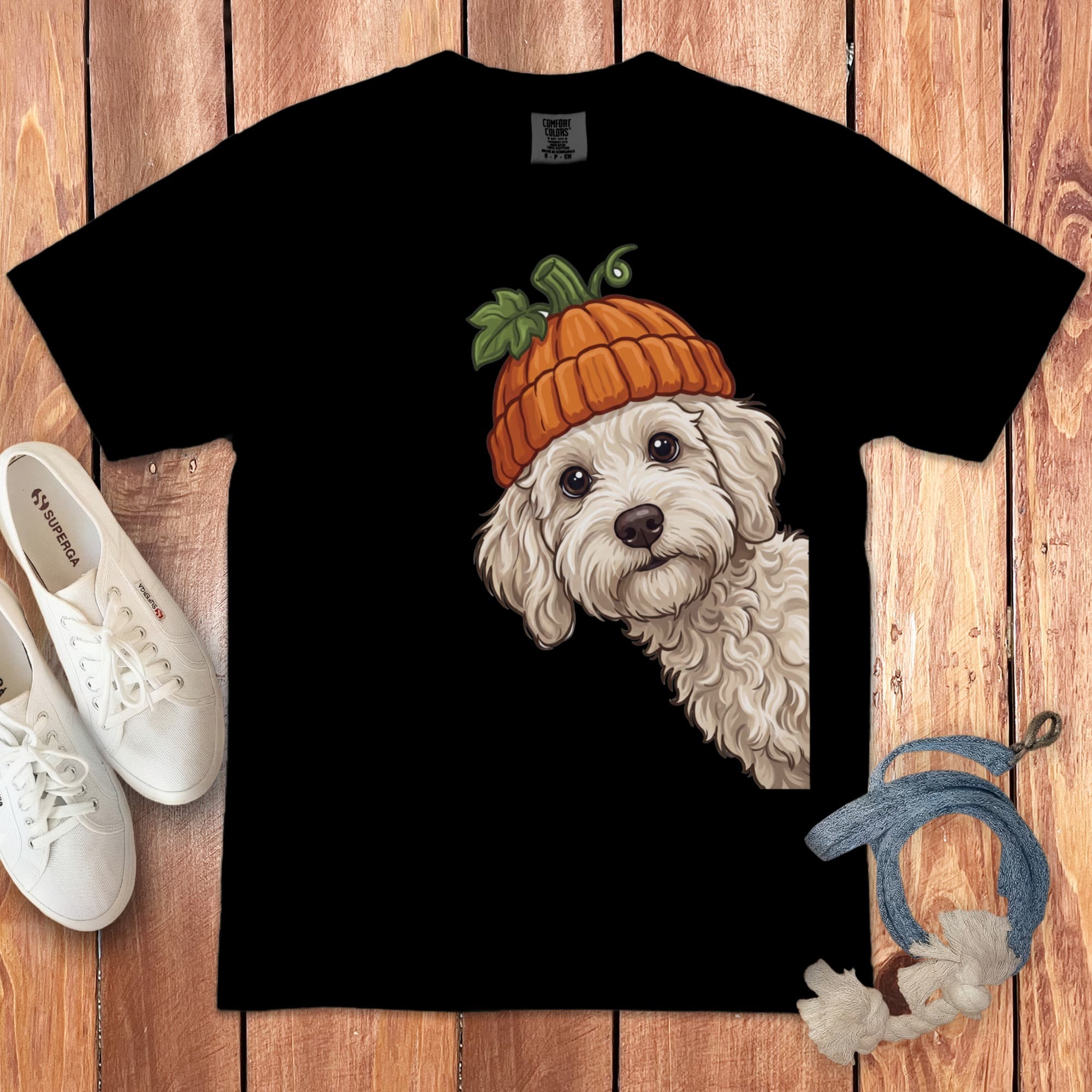 Lil Pumpkin Maltipoo Signature T-Shirt in Black / S / T-Shirts by Puppy Jo