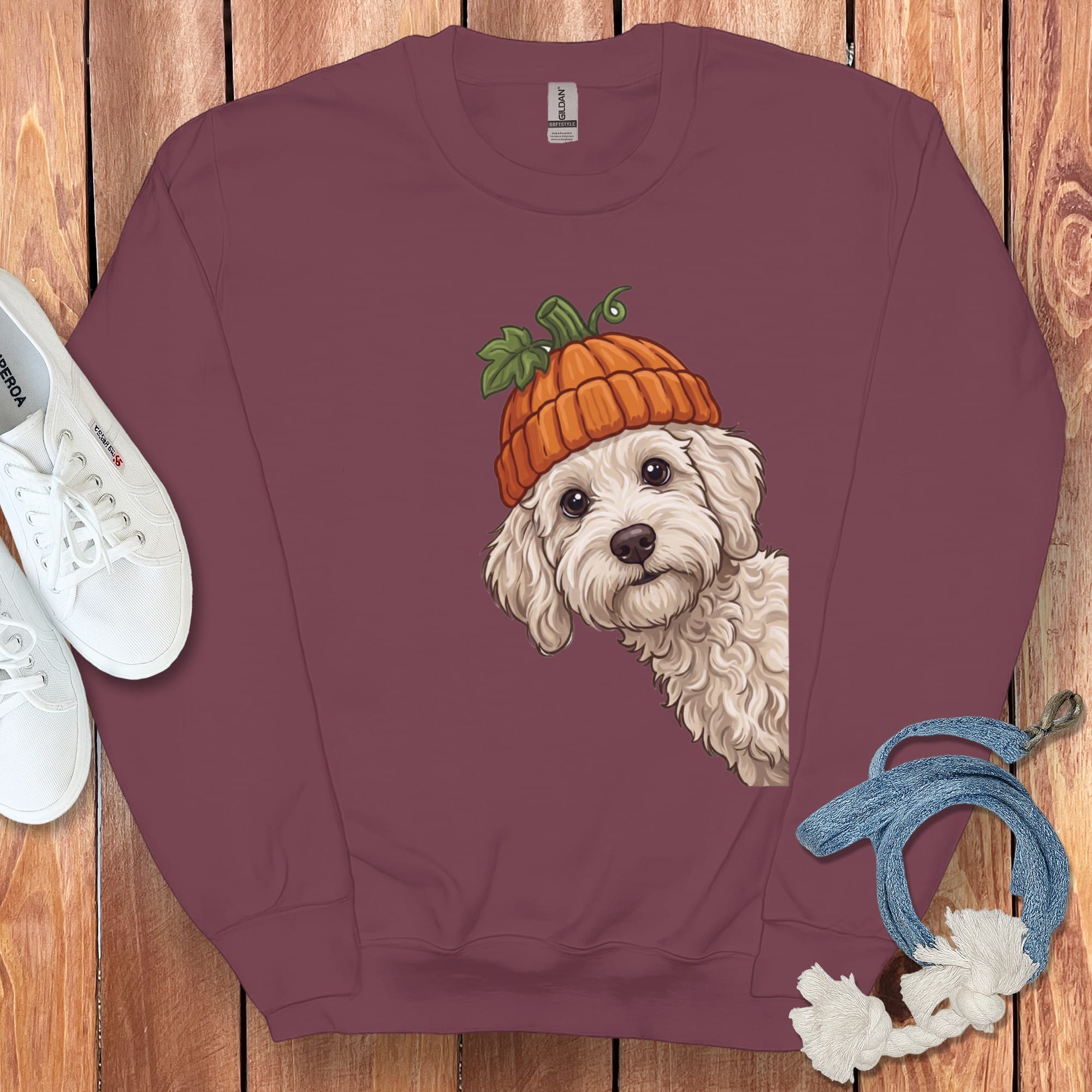 Lil Pumpkin Maltipoo Sweatshirt in Maroon / S by Puppy Jo