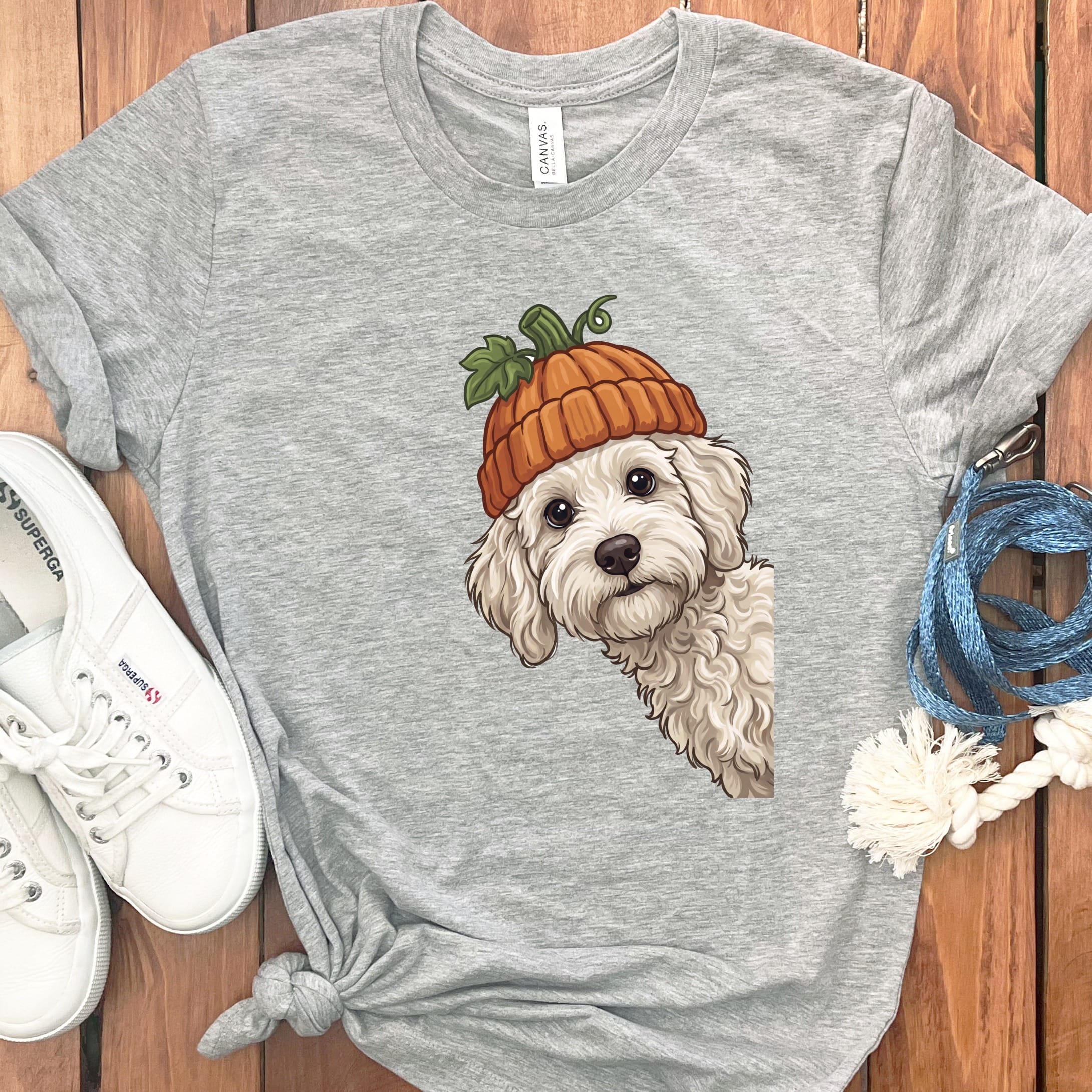 Lil Pumpkin Maltipoo T-Shirt in Athletic Heather / S by Puppy Jo