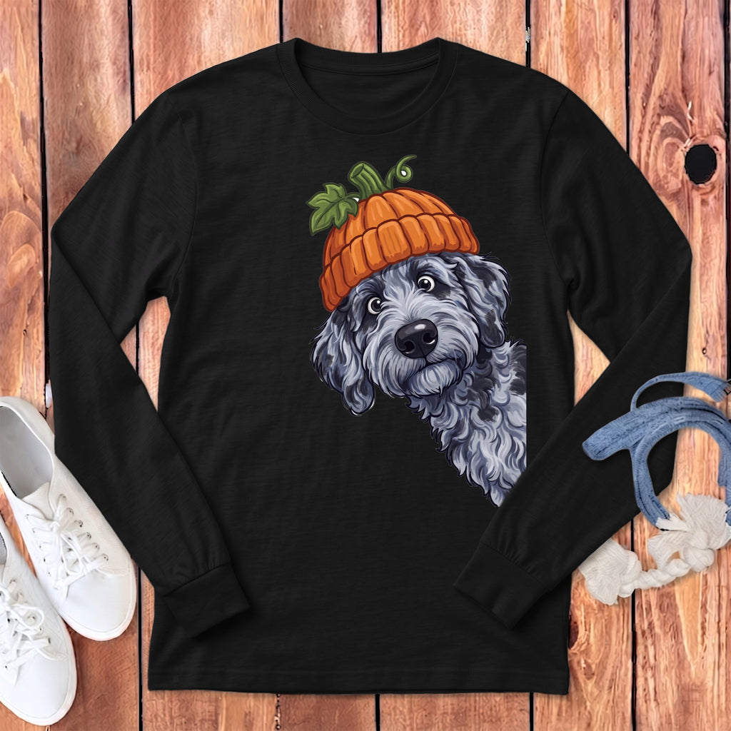 Lil Pumpkin Merle Goldendoodle Long Sleeve T-Shirt in Dark Grey Heather / S by Puppy Jo