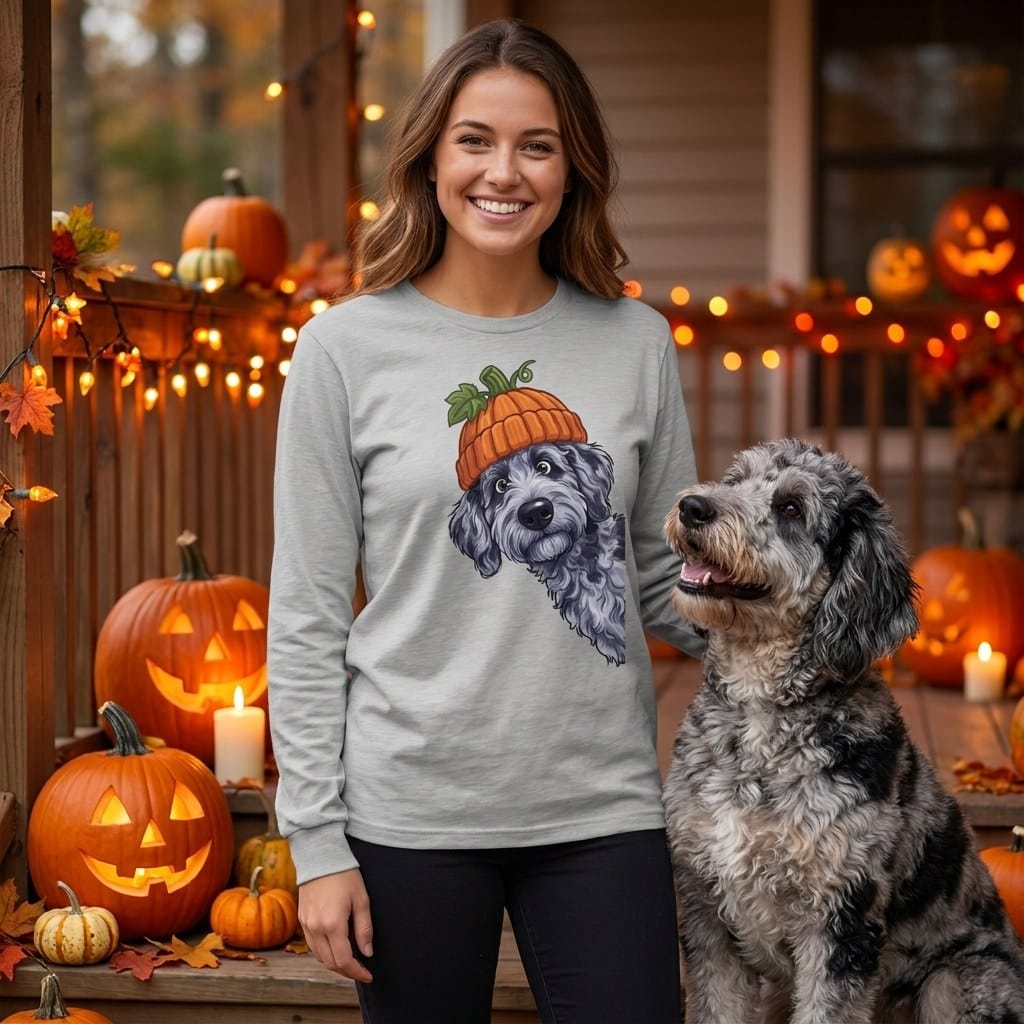 Lil Pumpkin Merle Goldendoodle Long Sleeve T-Shirt in by Puppy Jo