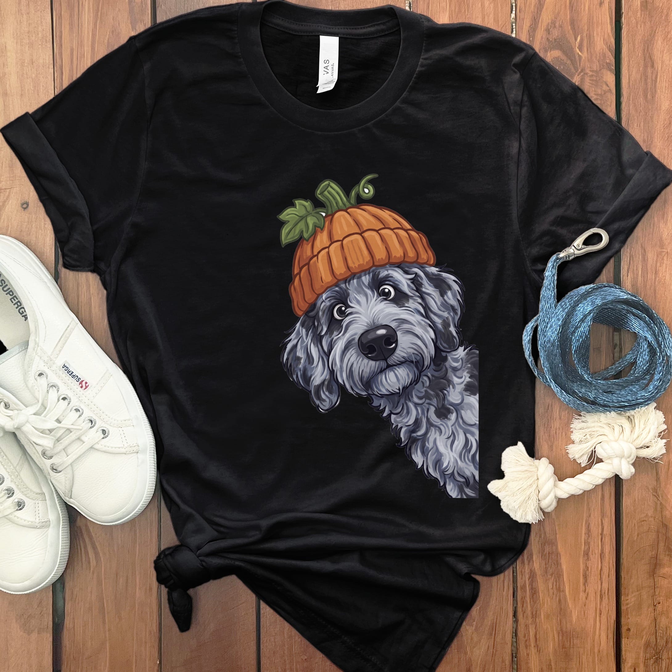 Lil Pumpkin Merle Goldendoodle T-Shirt in Black / S by Puppy Jo