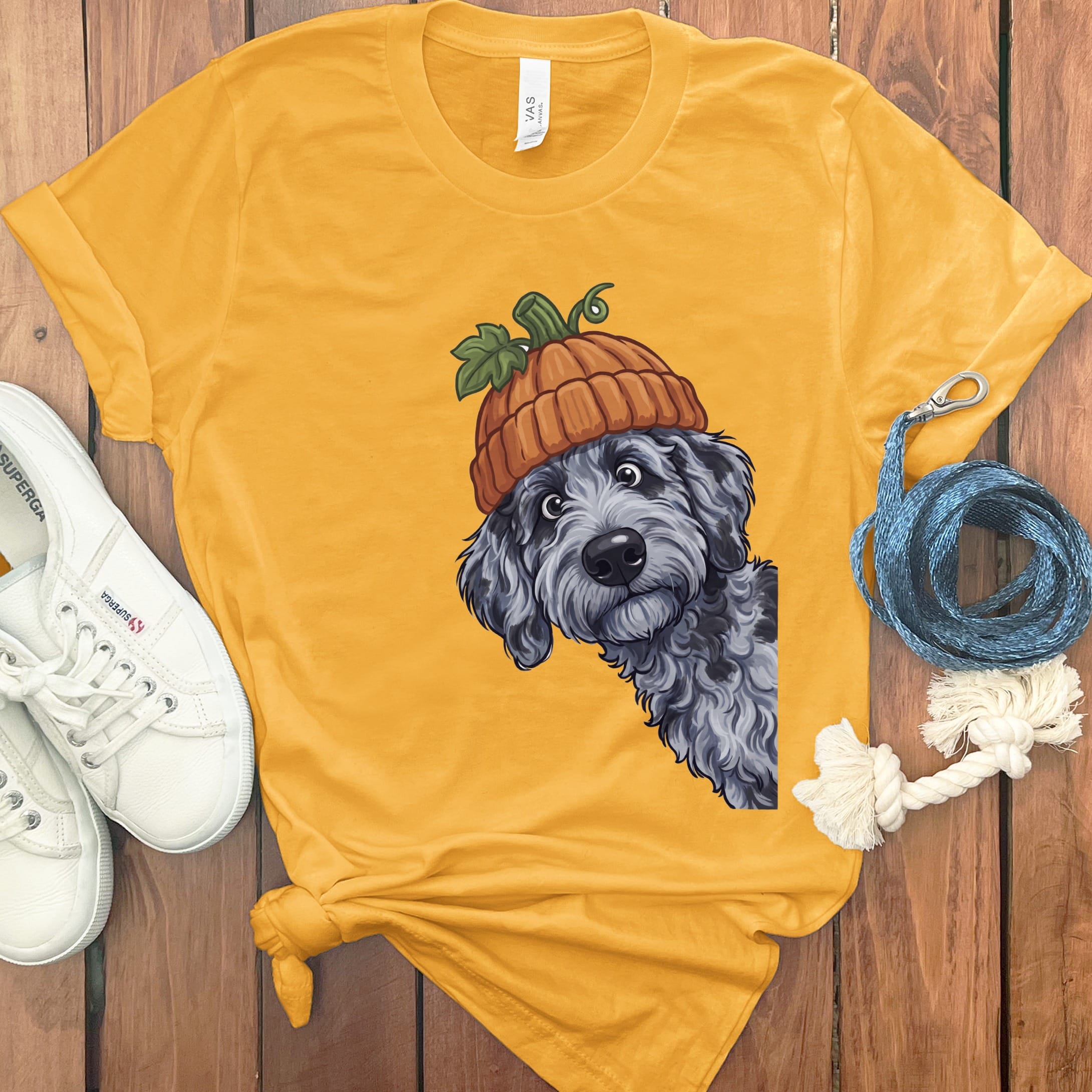 Lil Pumpkin Merle Goldendoodle T-Shirt in Gold / S by Puppy Jo