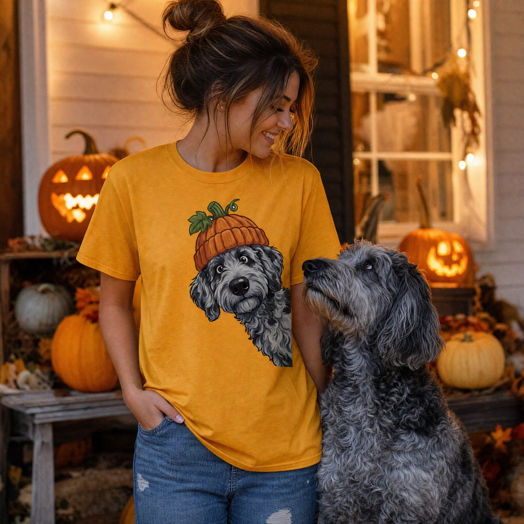Lil Pumpkin Merle Goldendoodle T-Shirt in by Puppy Jo