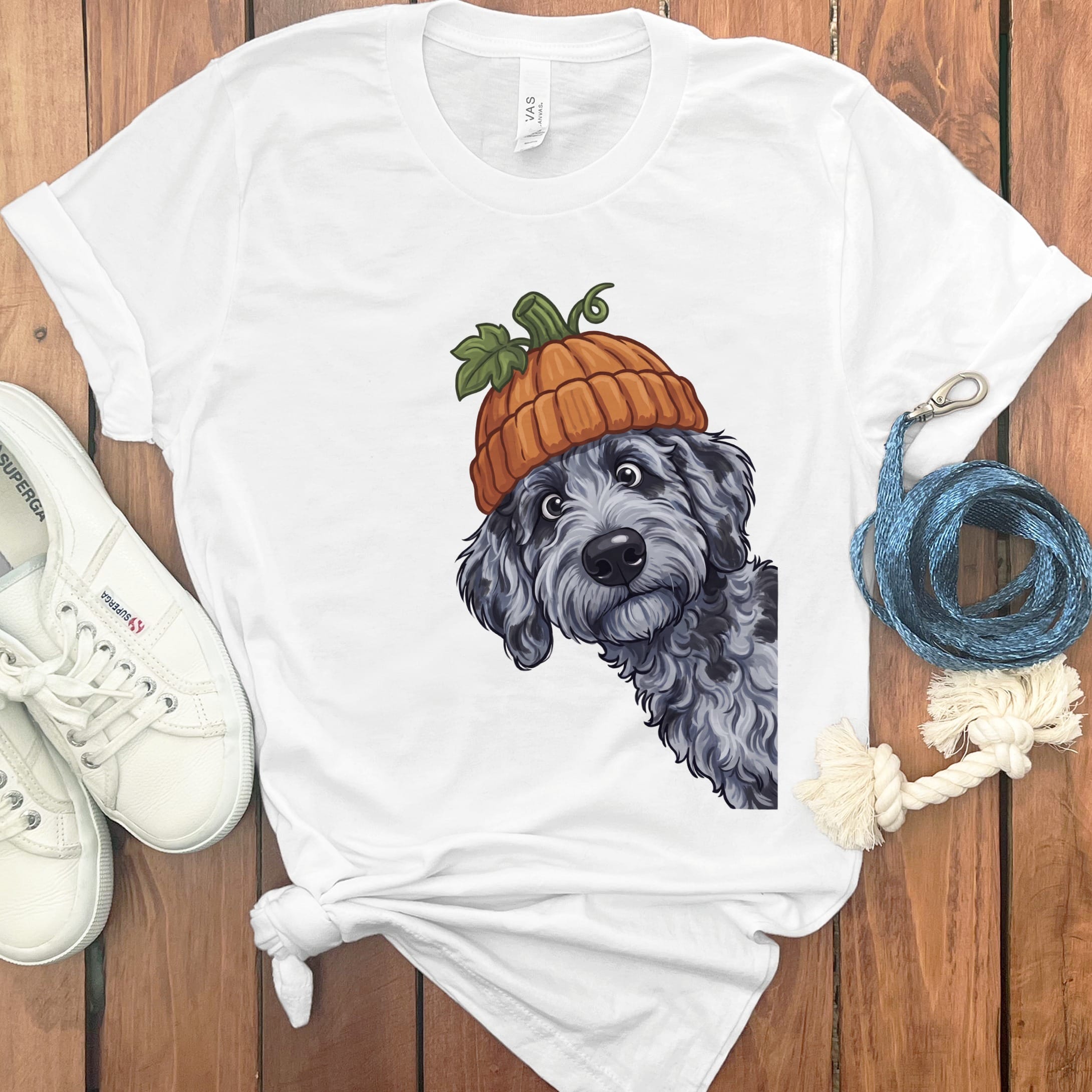 Lil Pumpkin Merle Goldendoodle T-Shirt in White / S by Puppy Jo