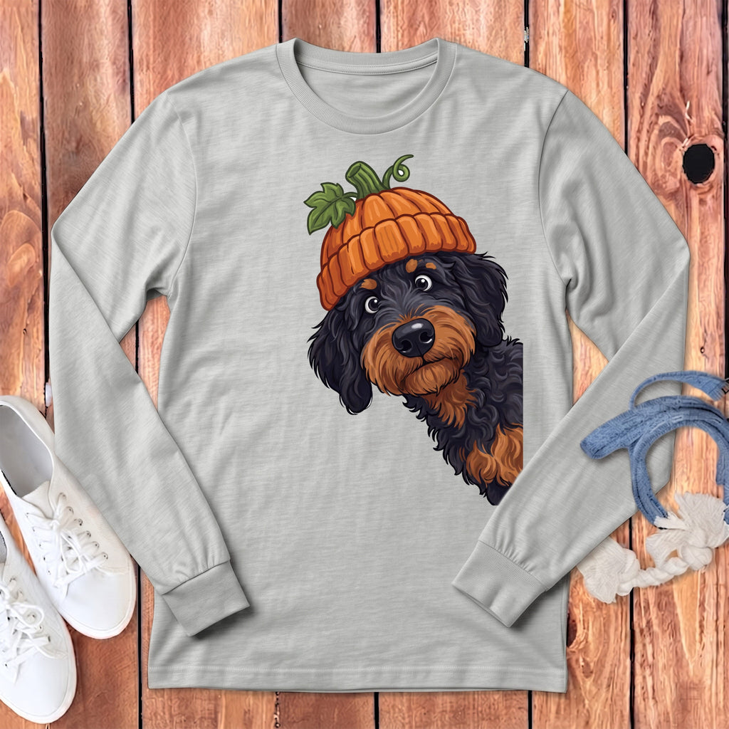 Lil Pumpkin Phantom Goldendoodle Long Sleeve T-Shirt in Athletic Heather / M by Puppy Jo
