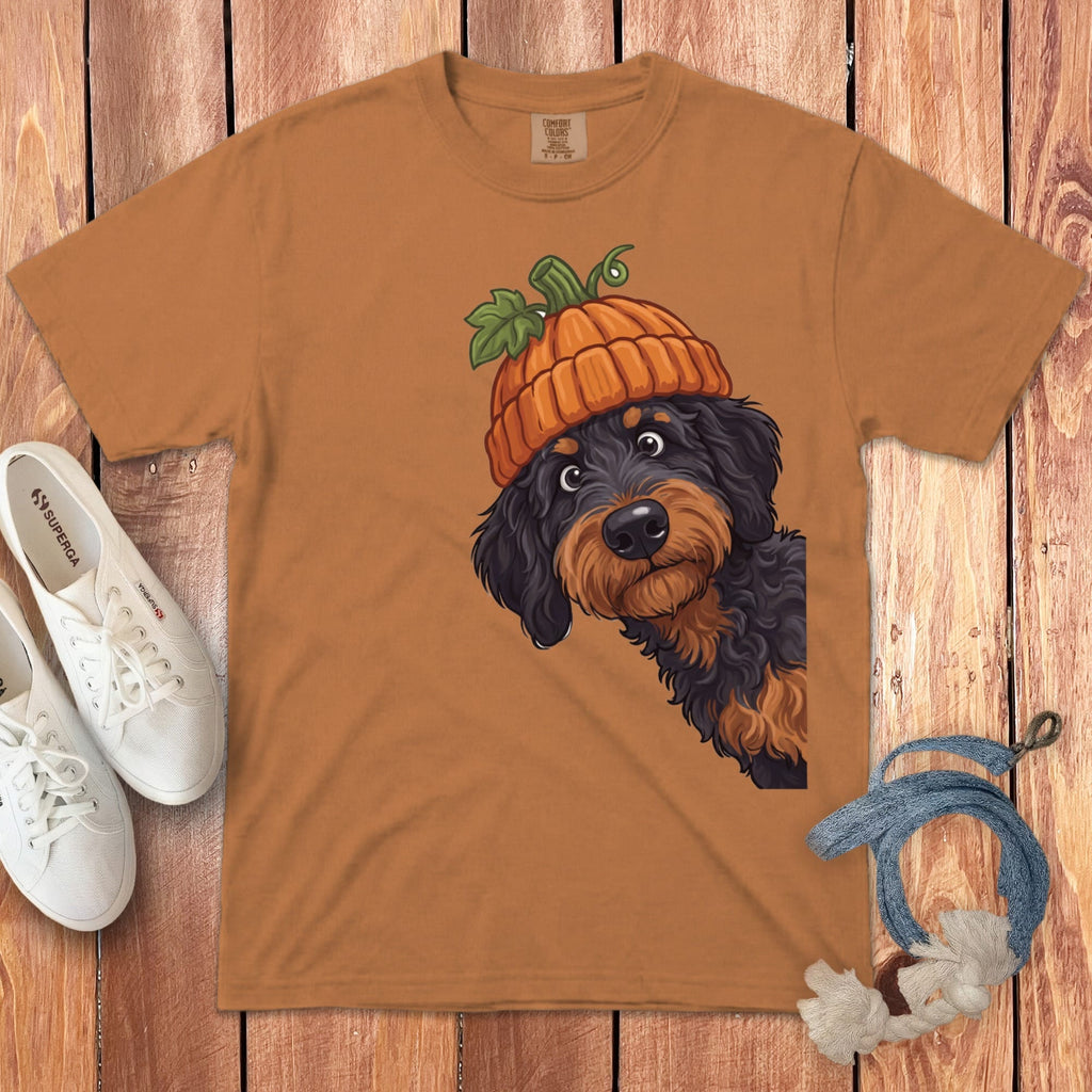 Lil Pumpkin Phantom Goldendoodle Signature T-Shirt in Yam / S / T-Shirts by Puppy Jo