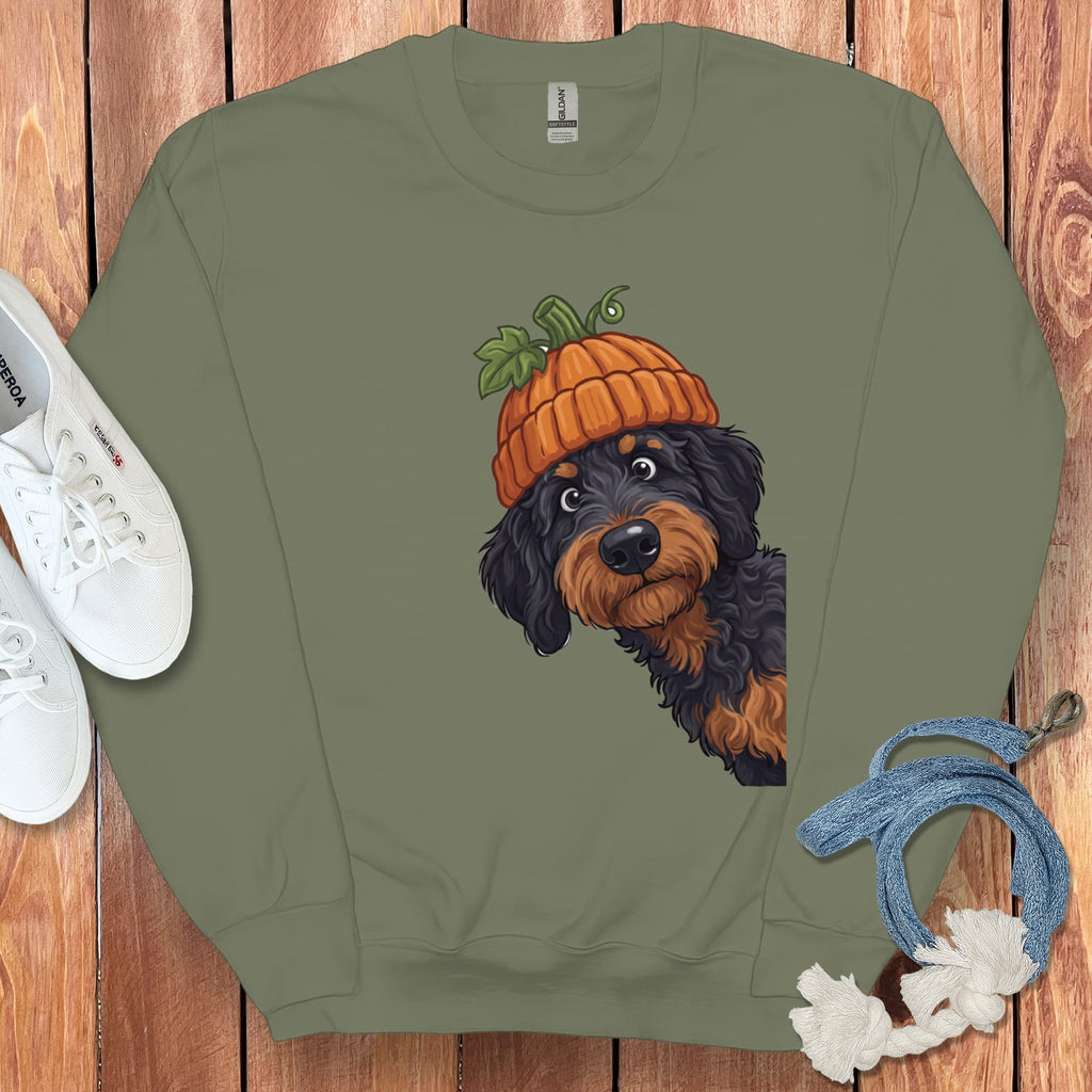 Lil Pumpkin Phantom Goldendoodle Sweatshirt in Military Green / S by Puppy Jo