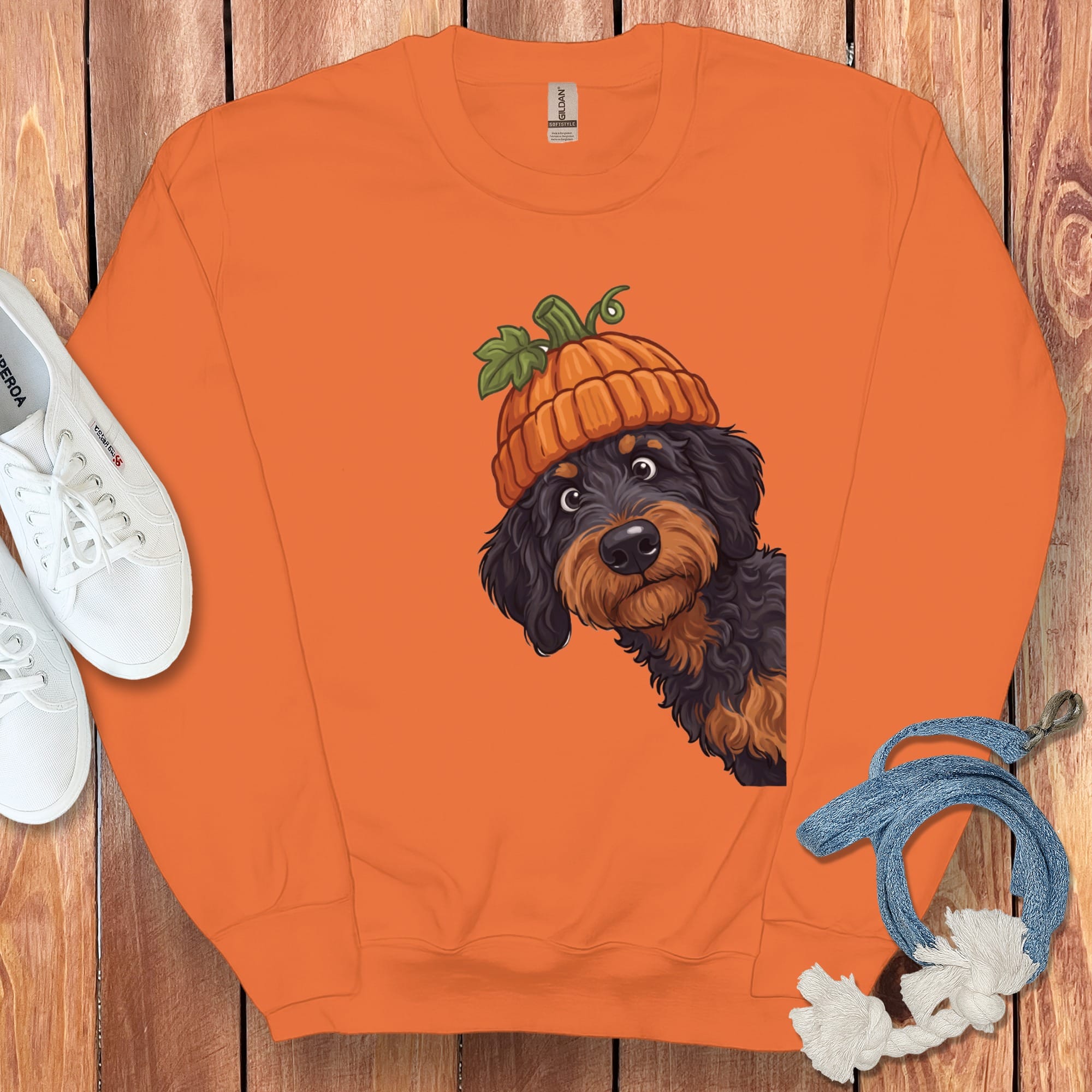 Lil Pumpkin Phantom Goldendoodle Sweatshirt in Orange / M by Puppy Jo