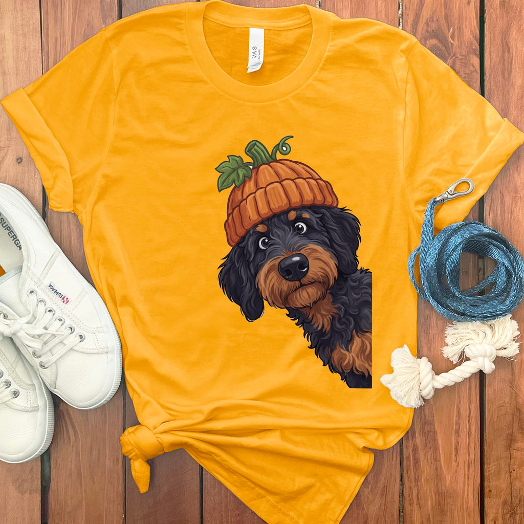 Lil Pumpkin Phantom Goldendoodle T-Shirt in Gold / S by Puppy Jo