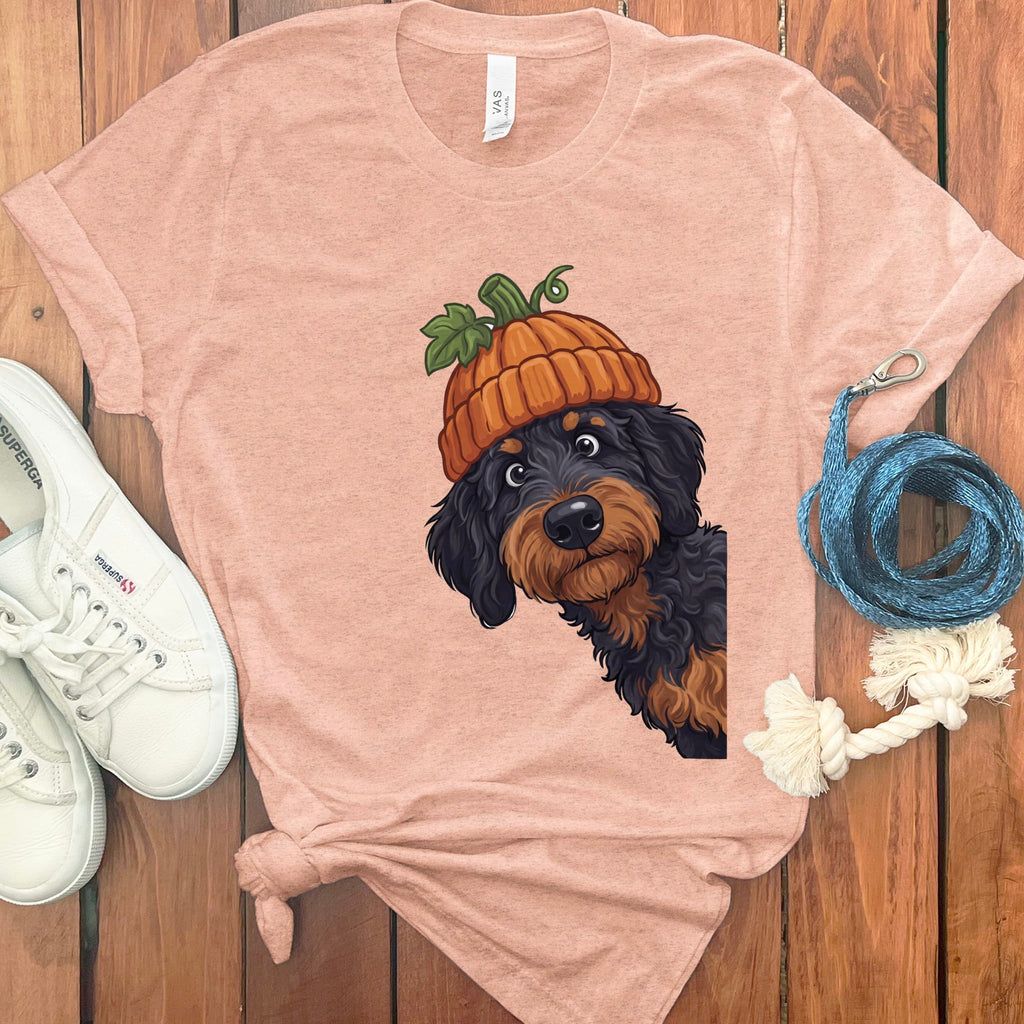 Lil Pumpkin Phantom Goldendoodle T-Shirt in Heather Peach / S by Puppy Jo