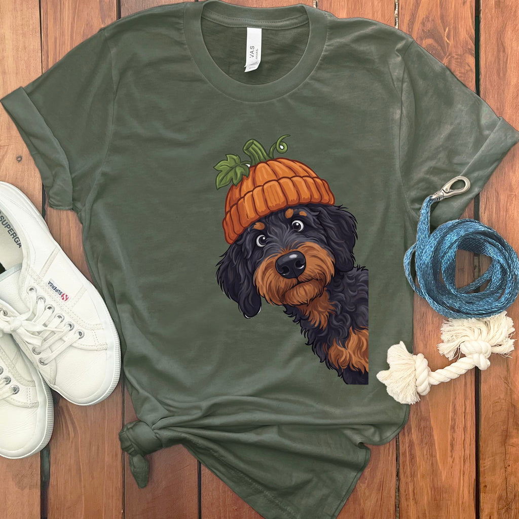 Lil Pumpkin Phantom Goldendoodle T-Shirt in Military Green / S by Puppy Jo