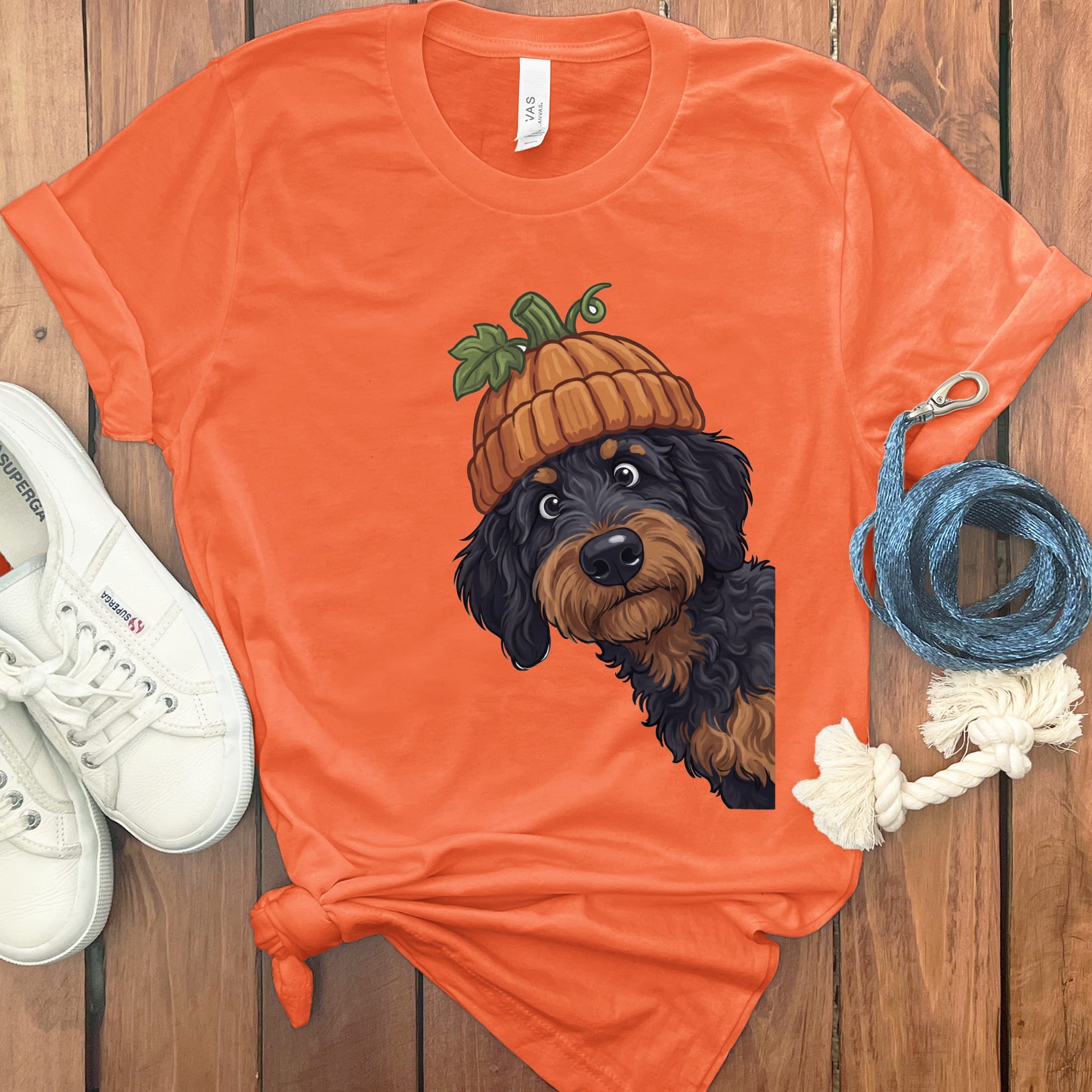 Lil Pumpkin Phantom Goldendoodle T-Shirt in Orange / S by Puppy Jo