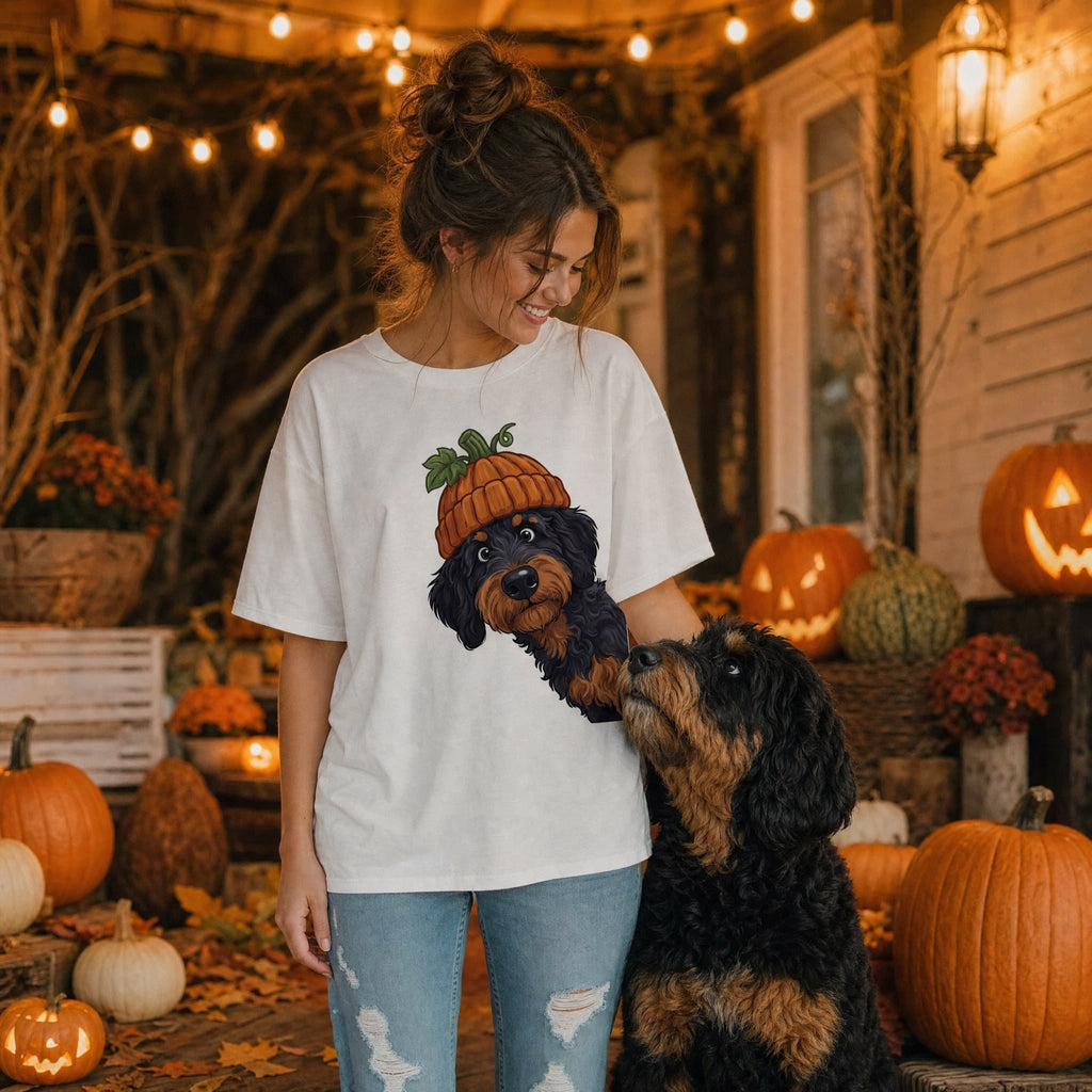 Lil Pumpkin Phantom Goldendoodle T-Shirt in by Puppy Jo