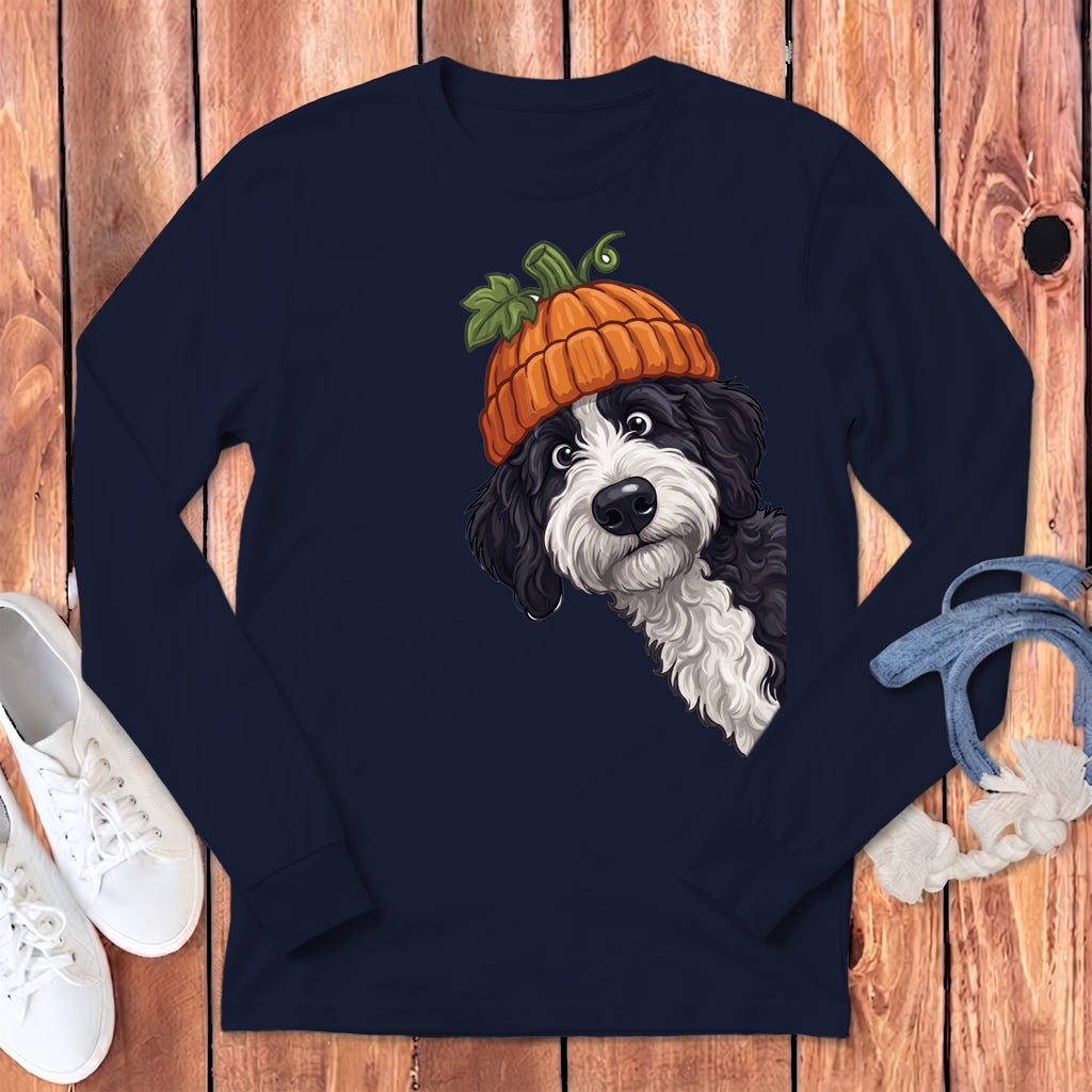 Lil Pumpkin Sheepadoodle Long Sleeve T-Shirt in Navy / S by Puppy Jo