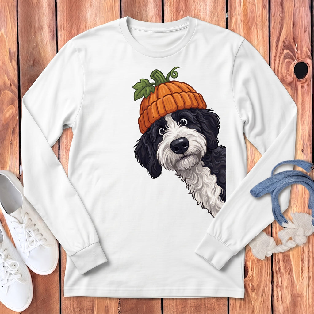 Lil Pumpkin Sheepadoodle Long Sleeve T-Shirt in White / S by Puppy Jo