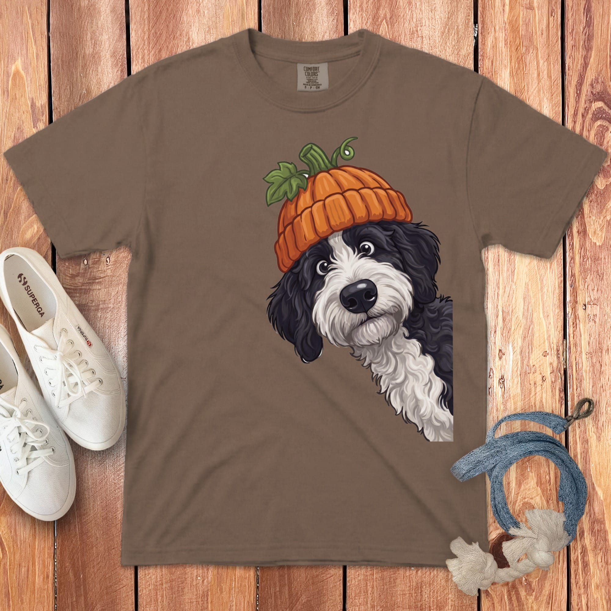 Lil Pumpkin Sheepadoodle Signature T-Shirt in Espresso / S / T-Shirts by Puppy Jo