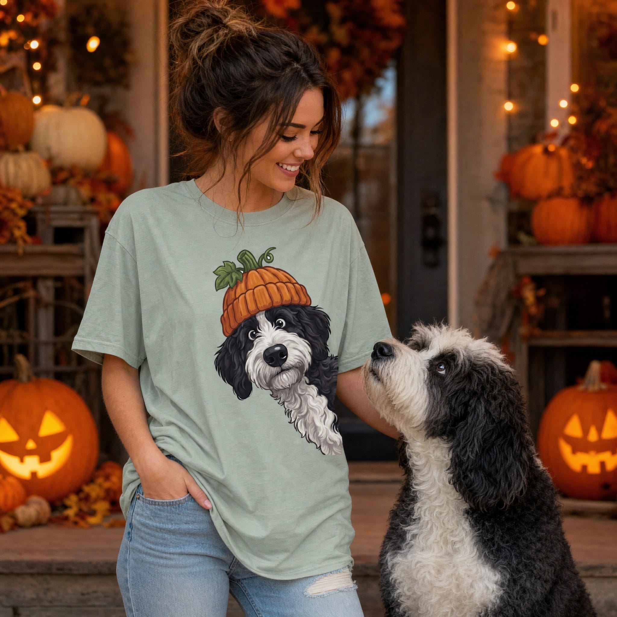 Lil Pumpkin Sheepadoodle Signature T-Shirt in by Puppy Jo