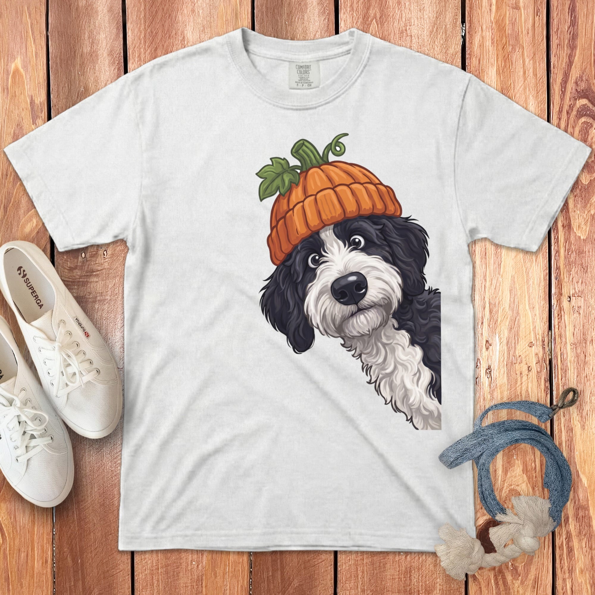Lil Pumpkin Sheepadoodle Signature T-Shirt in White / S / T-Shirts by Puppy Jo