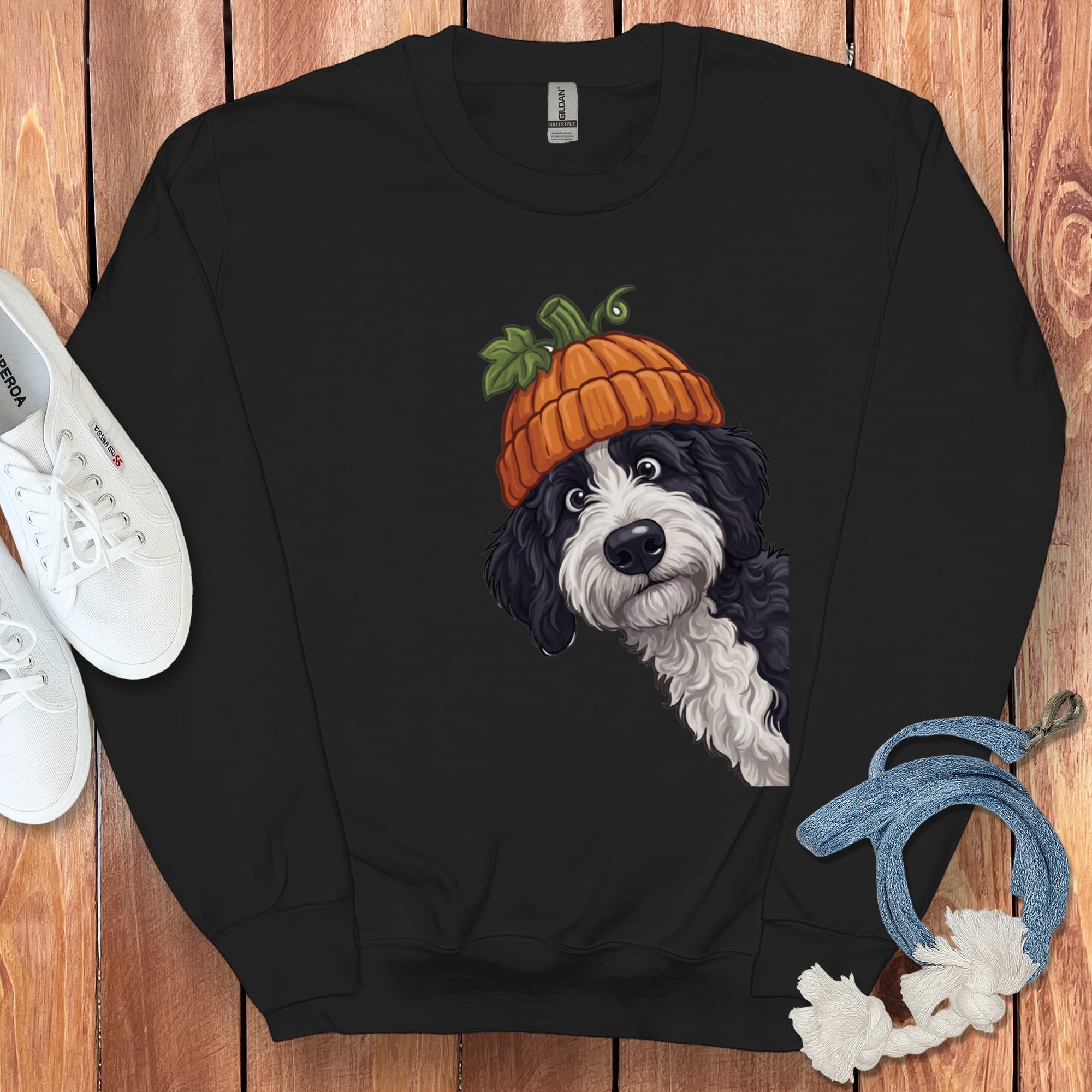 Lil Pumpkin Sheepadoodle Sweatshirt in Black / S by Puppy Jo
