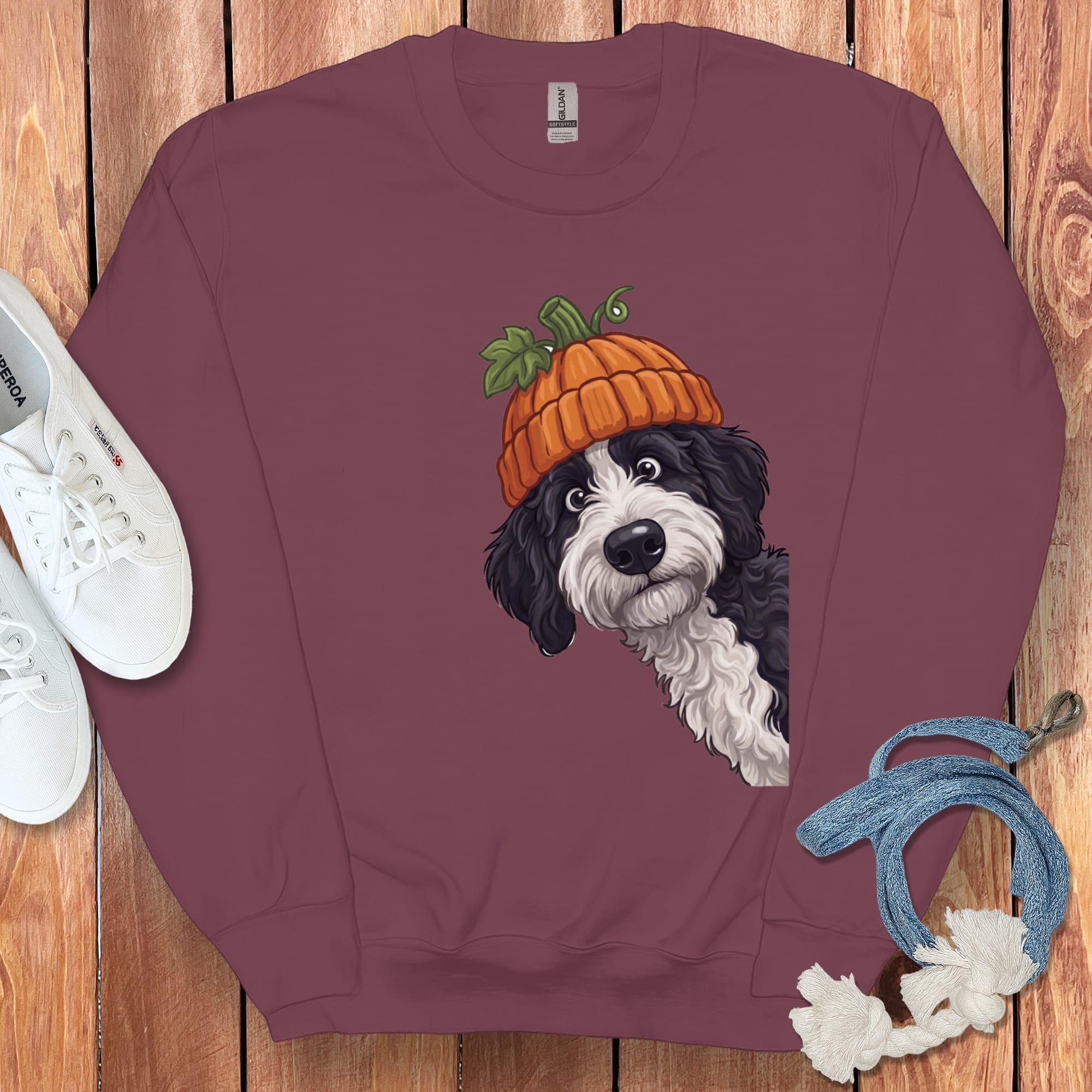 Lil Pumpkin Sheepadoodle Sweatshirt in Maroon / S by Puppy Jo