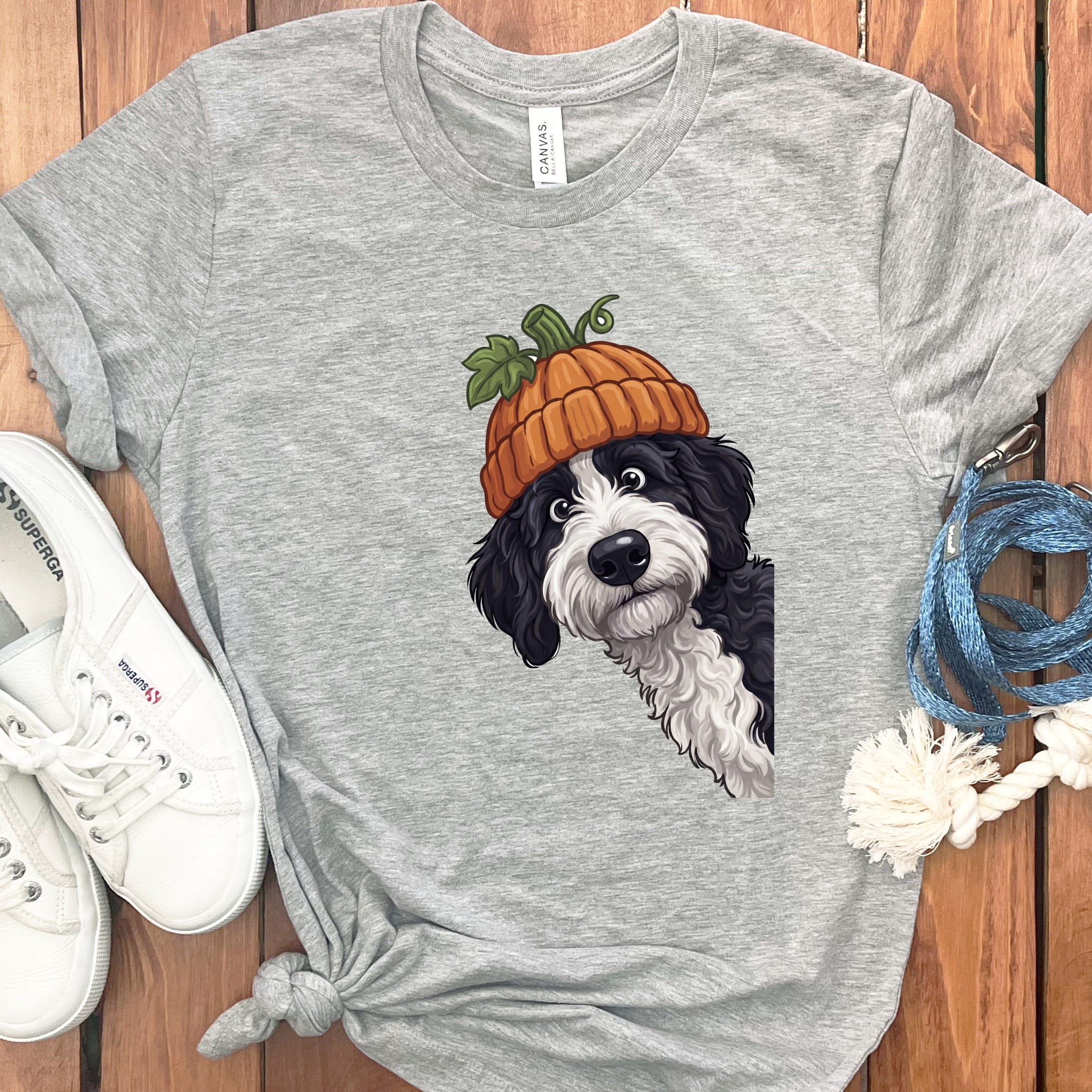 Lil Pumpkin Sheepadoodle T-Shirt in Athletic Heather / S by Puppy Jo