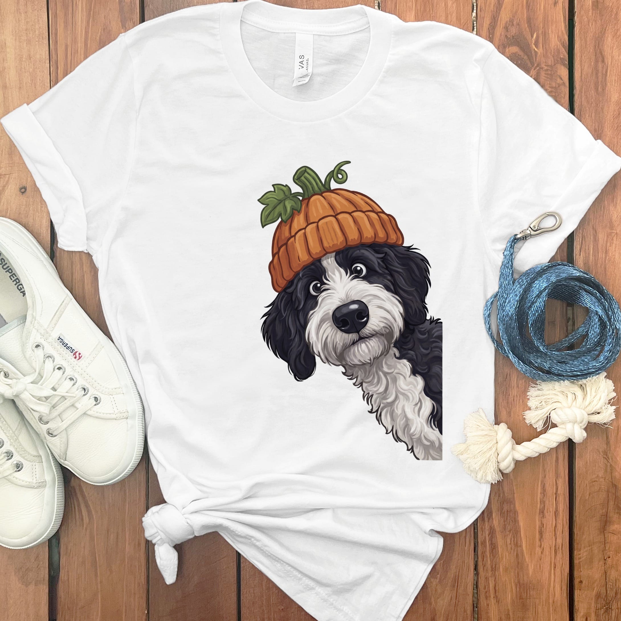 Lil Pumpkin Sheepadoodle T-Shirt in White / S by Puppy Jo