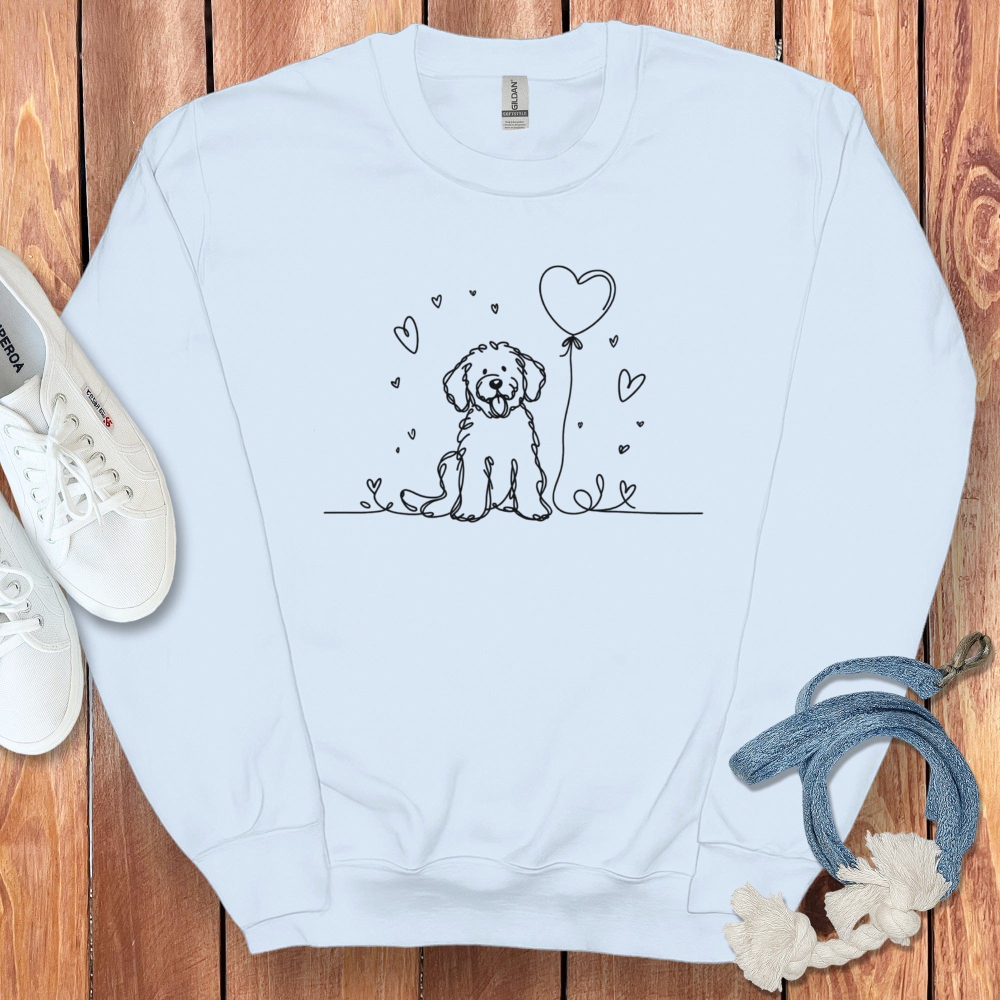 Line Doodle Heart Sweatshirt in Light Blue / S by Puppy Jo