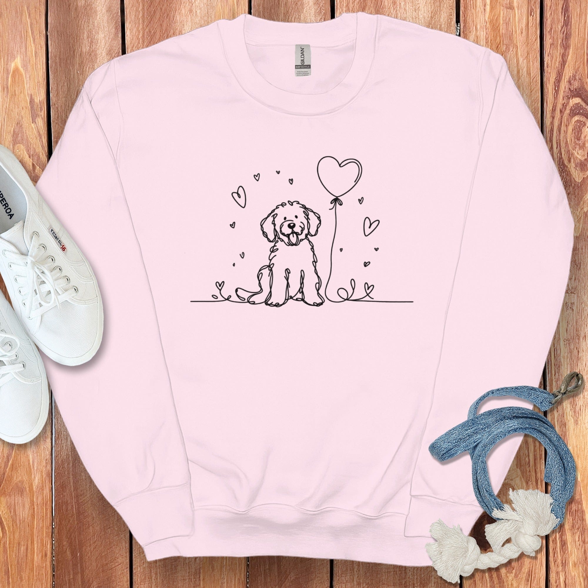Line Doodle Heart Sweatshirt in Light Pink / S by Puppy Jo