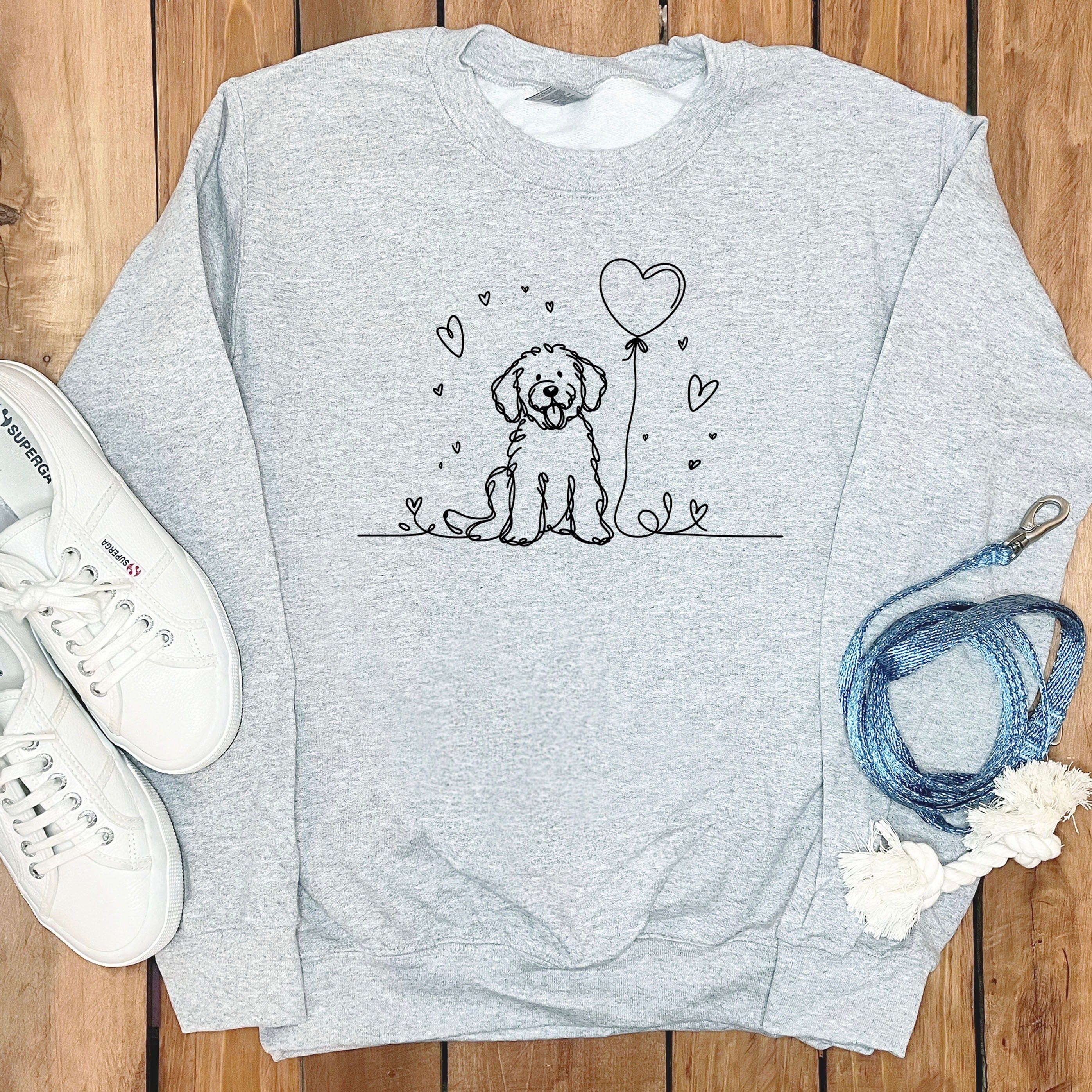 Line Doodle Heart Sweatshirt in Sport Grey / S by Puppy Jo