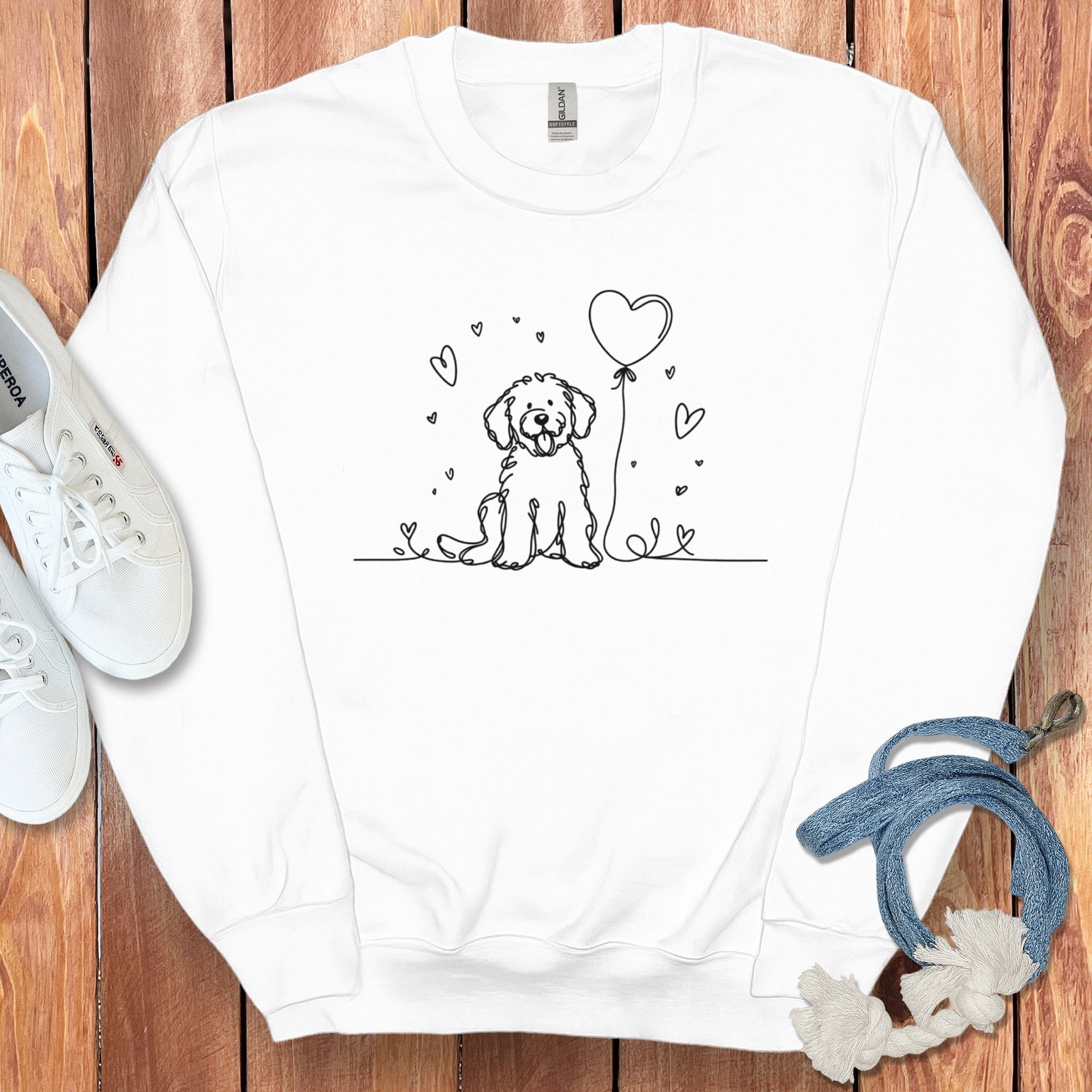 Line Doodle Heart Sweatshirt in White / S by Puppy Jo