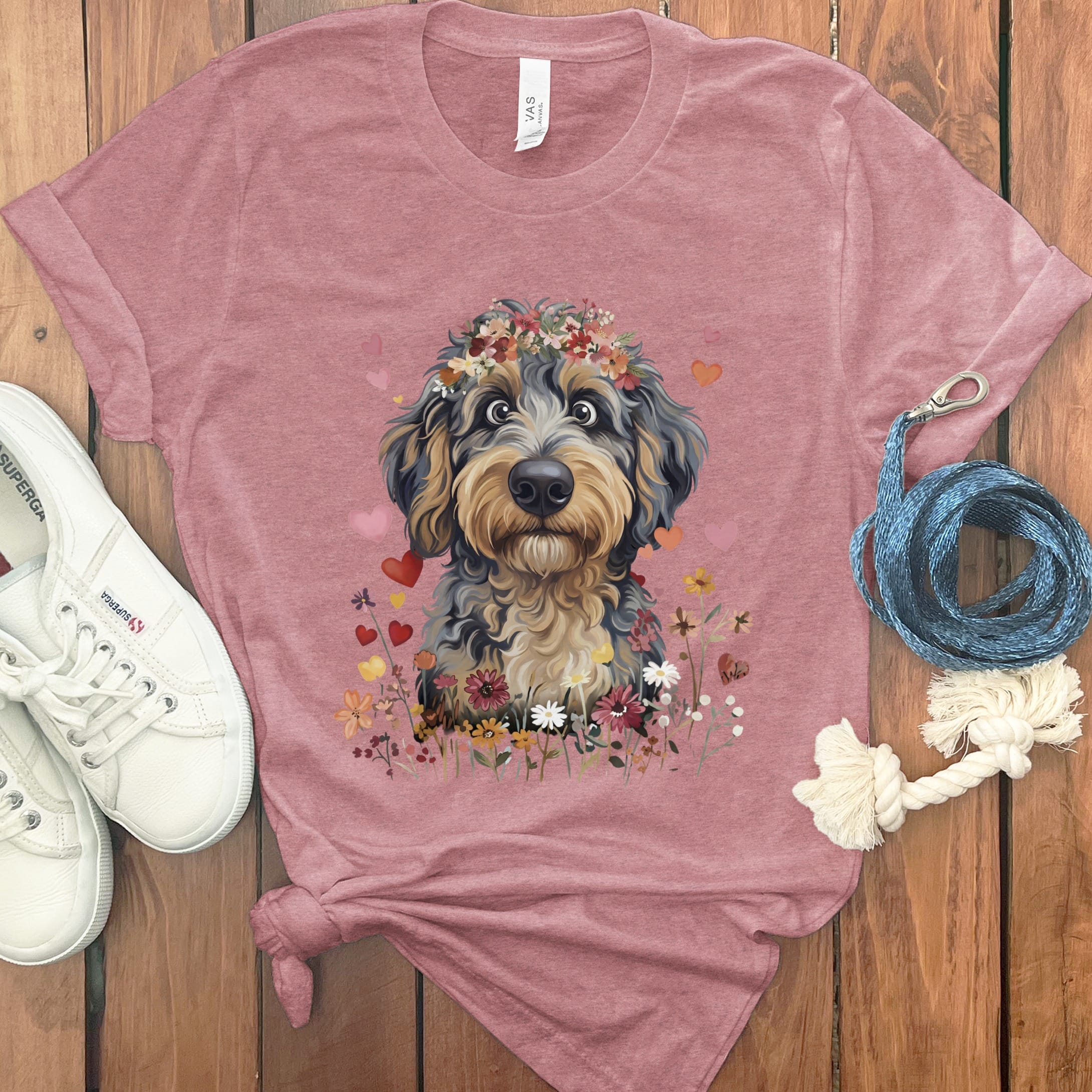 Lovable Aussiedoodle T-Shirt in S / Heather Mauve by Puppy Jo