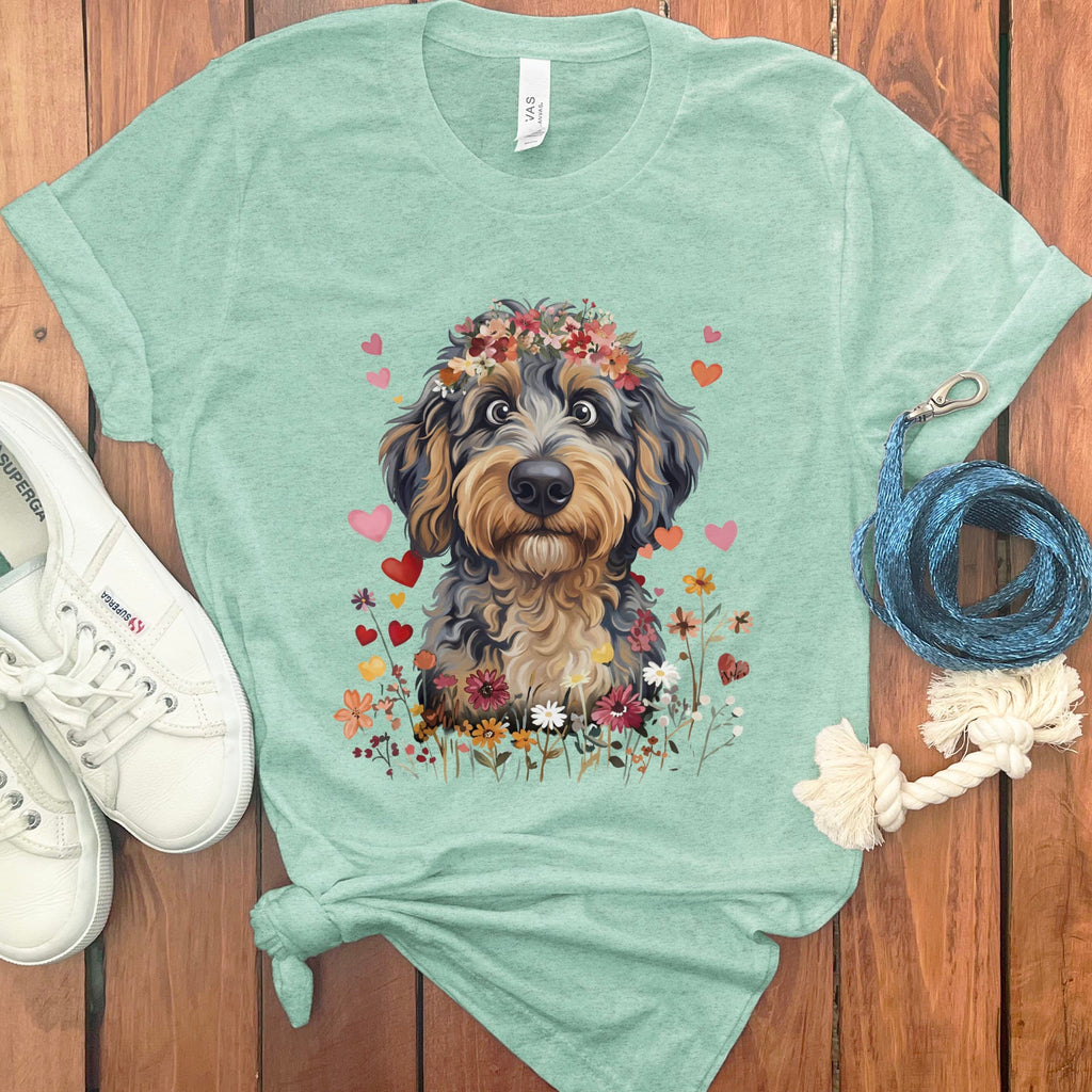 Lovable Aussiedoodle T-Shirt in S / Heather Mint by Puppy Jo