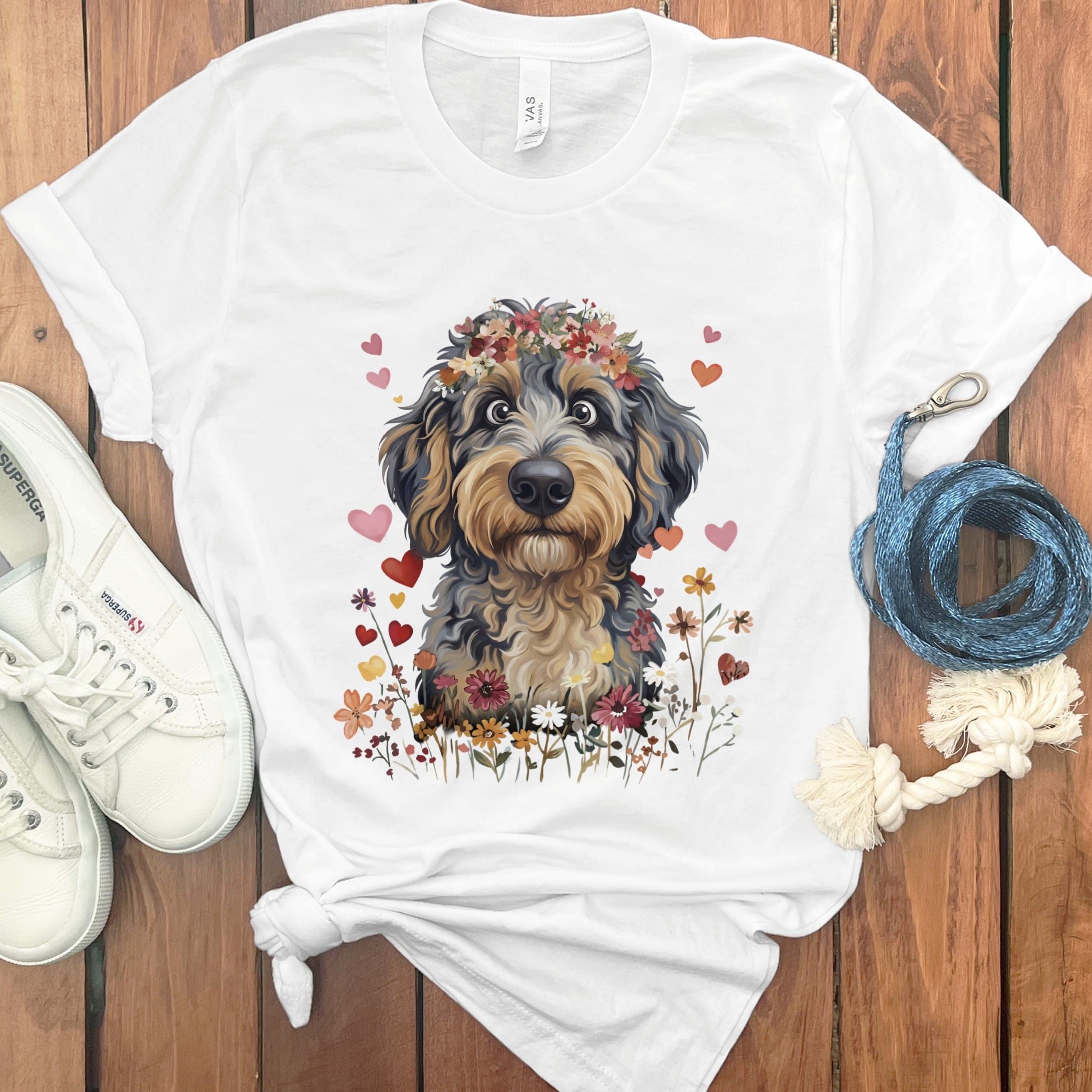 Lovable Aussiedoodle T-Shirt in S / White by Puppy Jo
