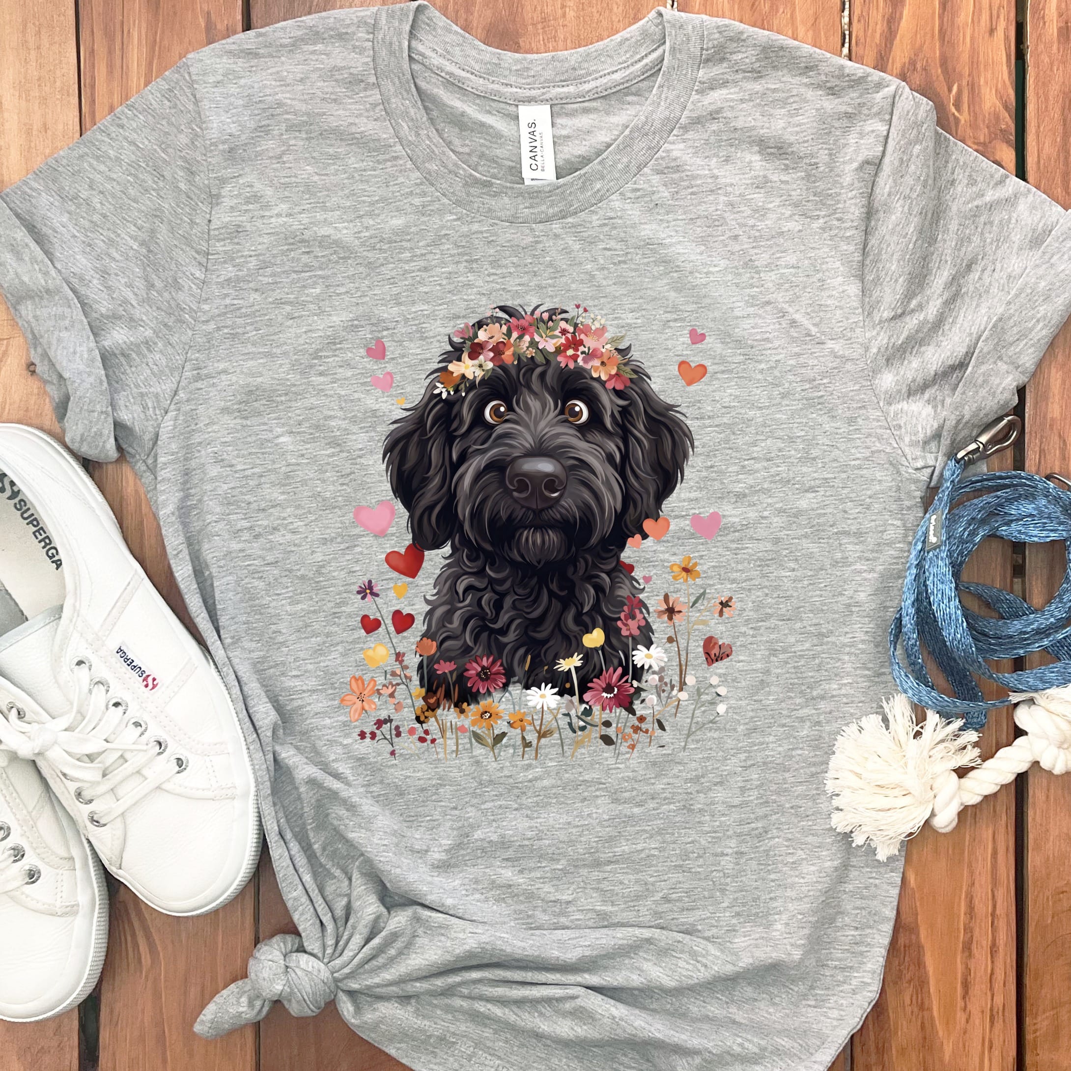 Lovable Black Goldendoodle T-Shirt in Athletic Heather / S by Puppy Jo