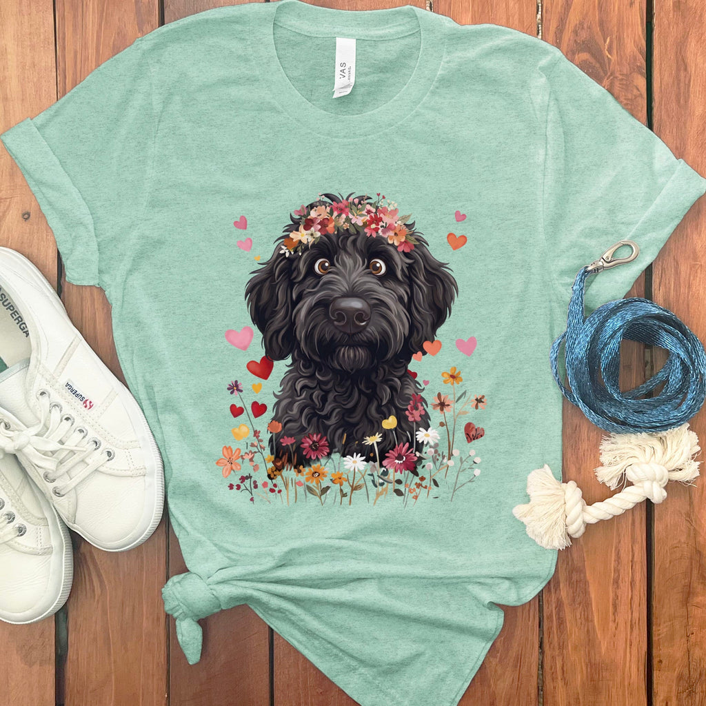 Lovable Black Goldendoodle T-Shirt in Heather Mint / S by Puppy Jo