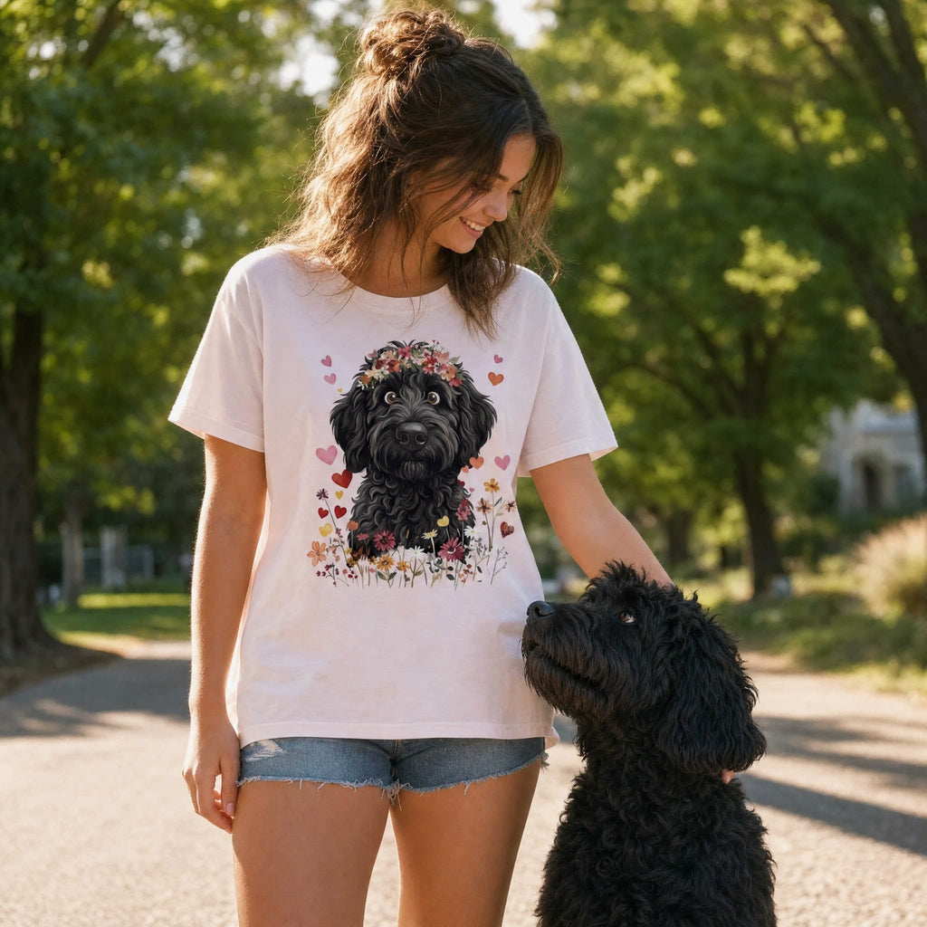 Lovable Black Goldendoodle T-Shirt in by Puppy Jo