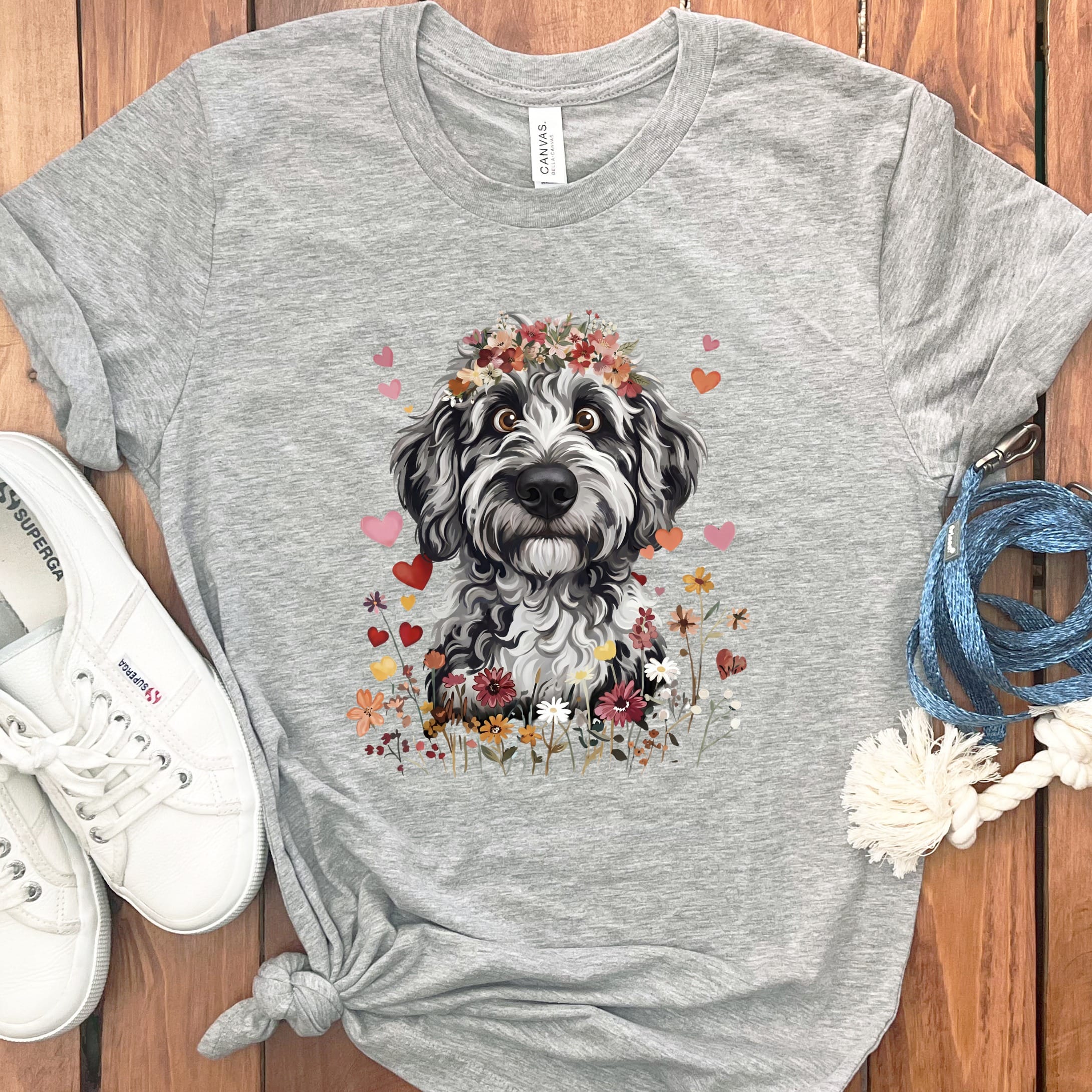 Lovable Merle Goldendoodle T-Shirt in Athletic Heather / S by Puppy Jo