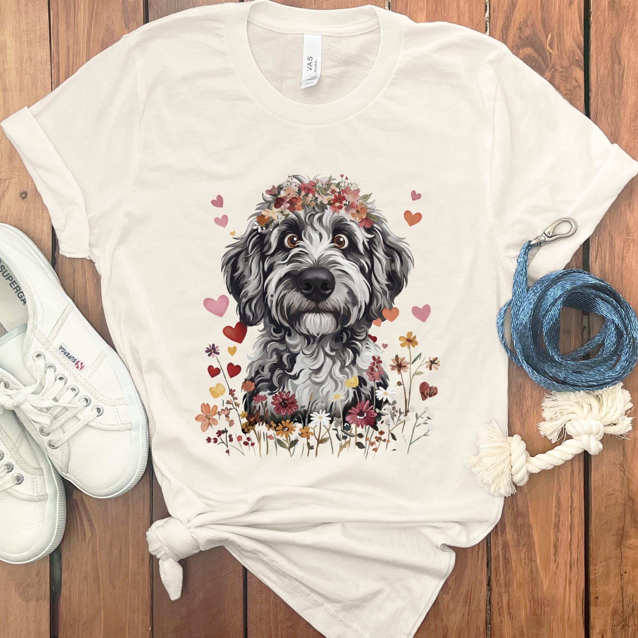 Lovable Merle Goldendoodle T-Shirt in Natural / S by Puppy Jo