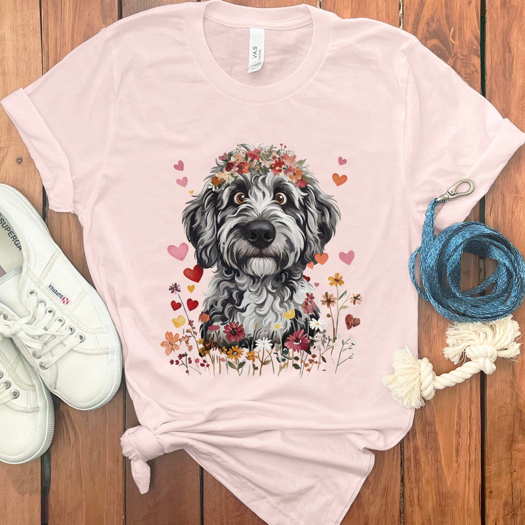 Lovable Merle Goldendoodle T-Shirt in Soft Pink / S by Puppy Jo