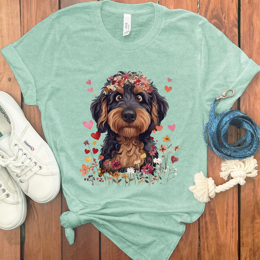 Lovable Phantom Goldendoodle T-Shirt in Heather Mint / S by Puppy Jo