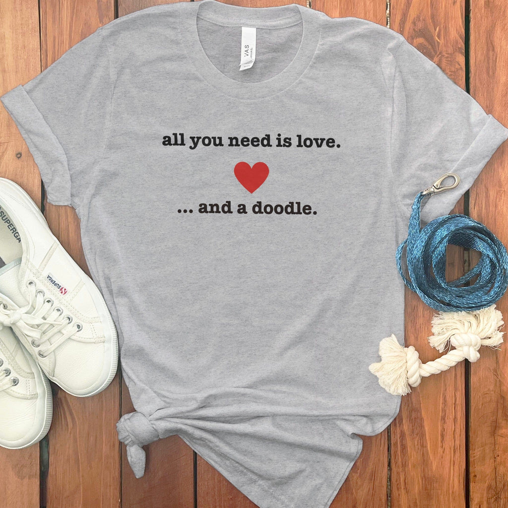 Love and Doodle T-Shirt in Athletic Heather / S by Puppy Jo