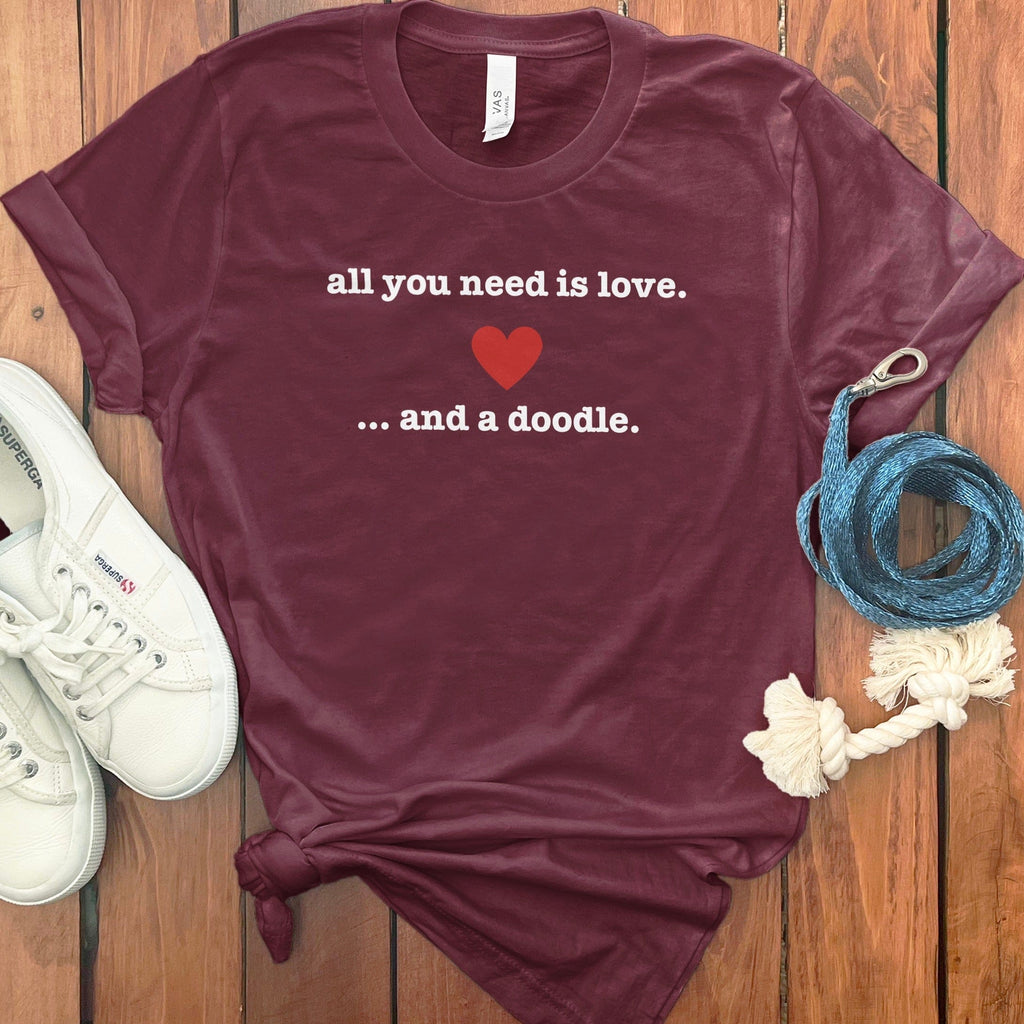 Love and Doodle T-Shirt in Maroon / S by Puppy Jo