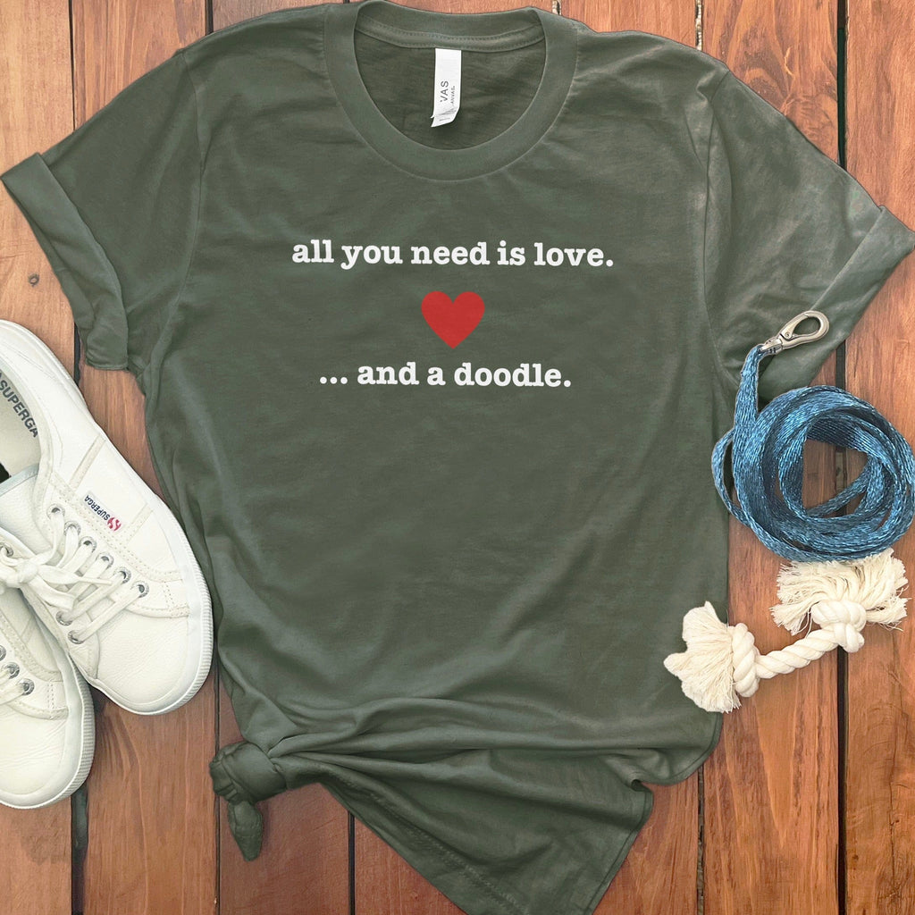 Love and Doodle T-Shirt in Military Green / S by Puppy Jo
