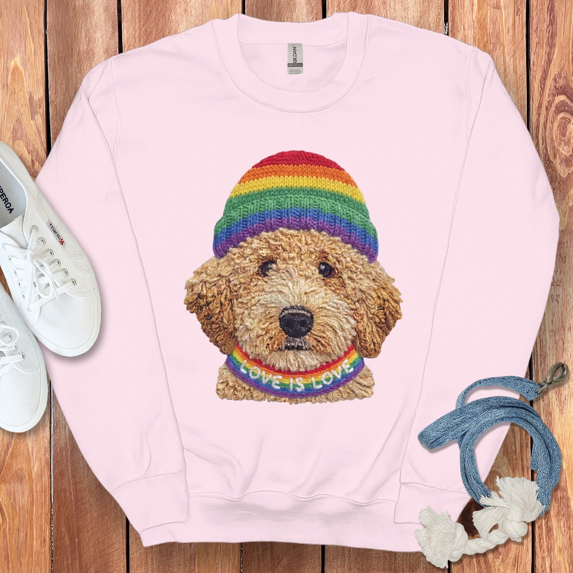 Love is Love Doodle Sweatshirt in Light Pink / S by Puppy Jo